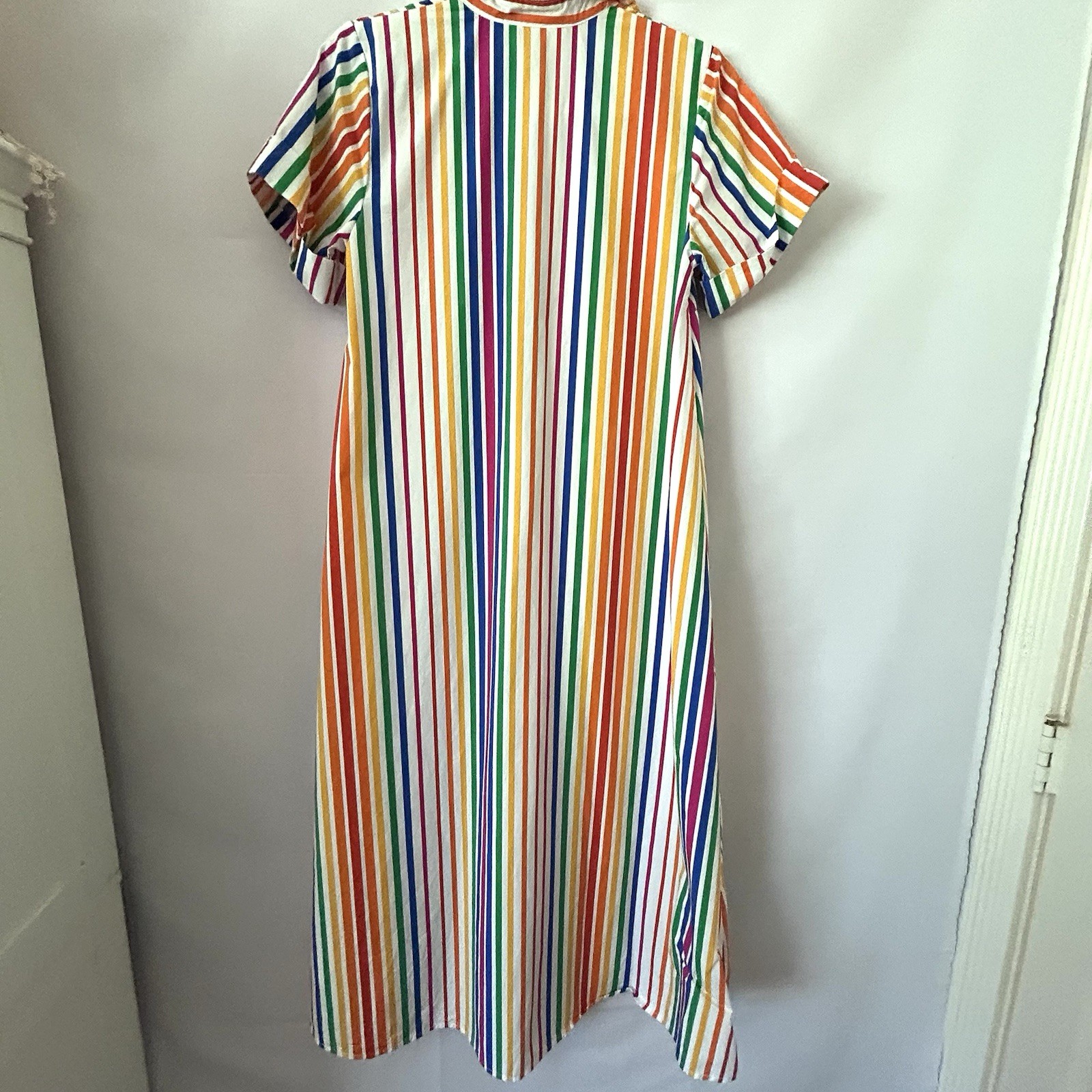 Christopher John Rogers Rainbow Shirt Dress Stripe Belted Size 0