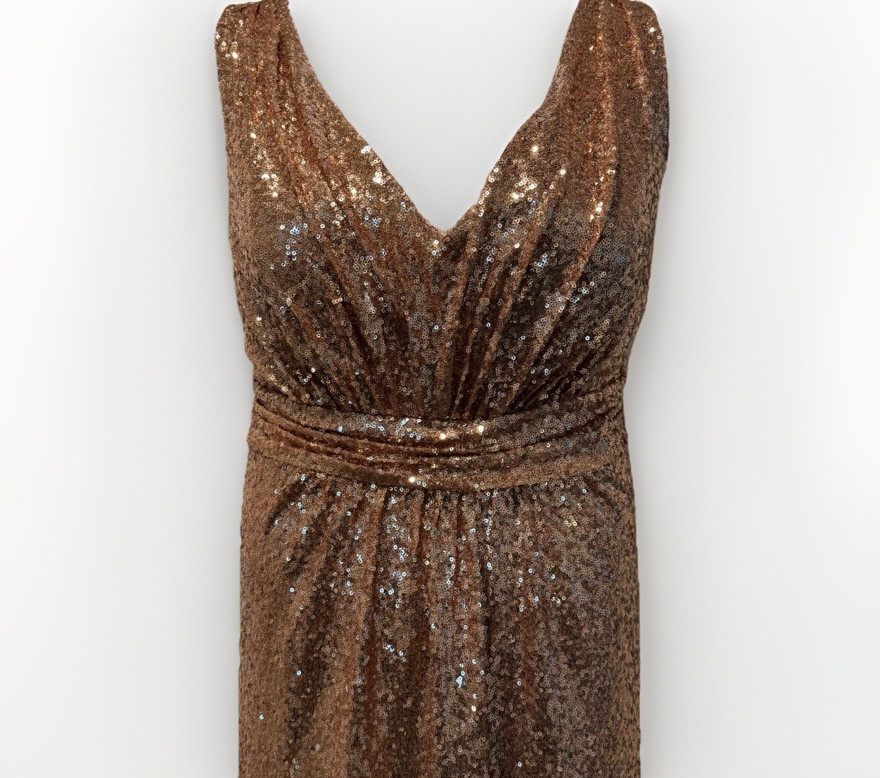 Revelry Bijou Rose Gold Sequin Maxi Dress Size 22 Formal Bridesmaid