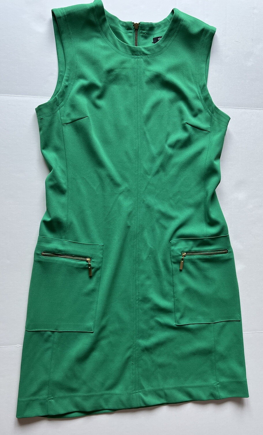 Sharagano Sleeveless Green Bodycon Dress Zipper Accents Size 10