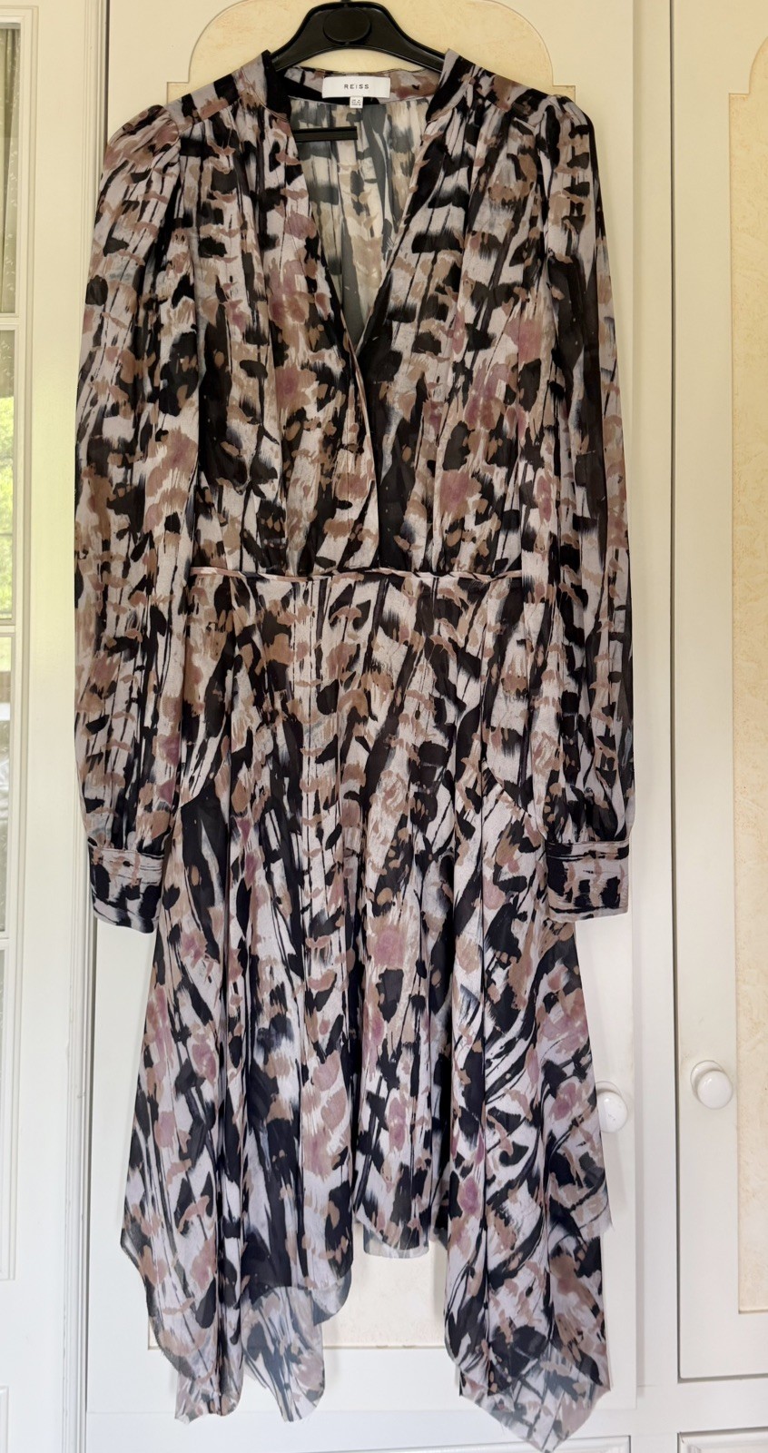 Women’s Reiss Dress UK4 EU2 Brown/Black Multi Colour/Neutrals Chiffon Smart/Cas