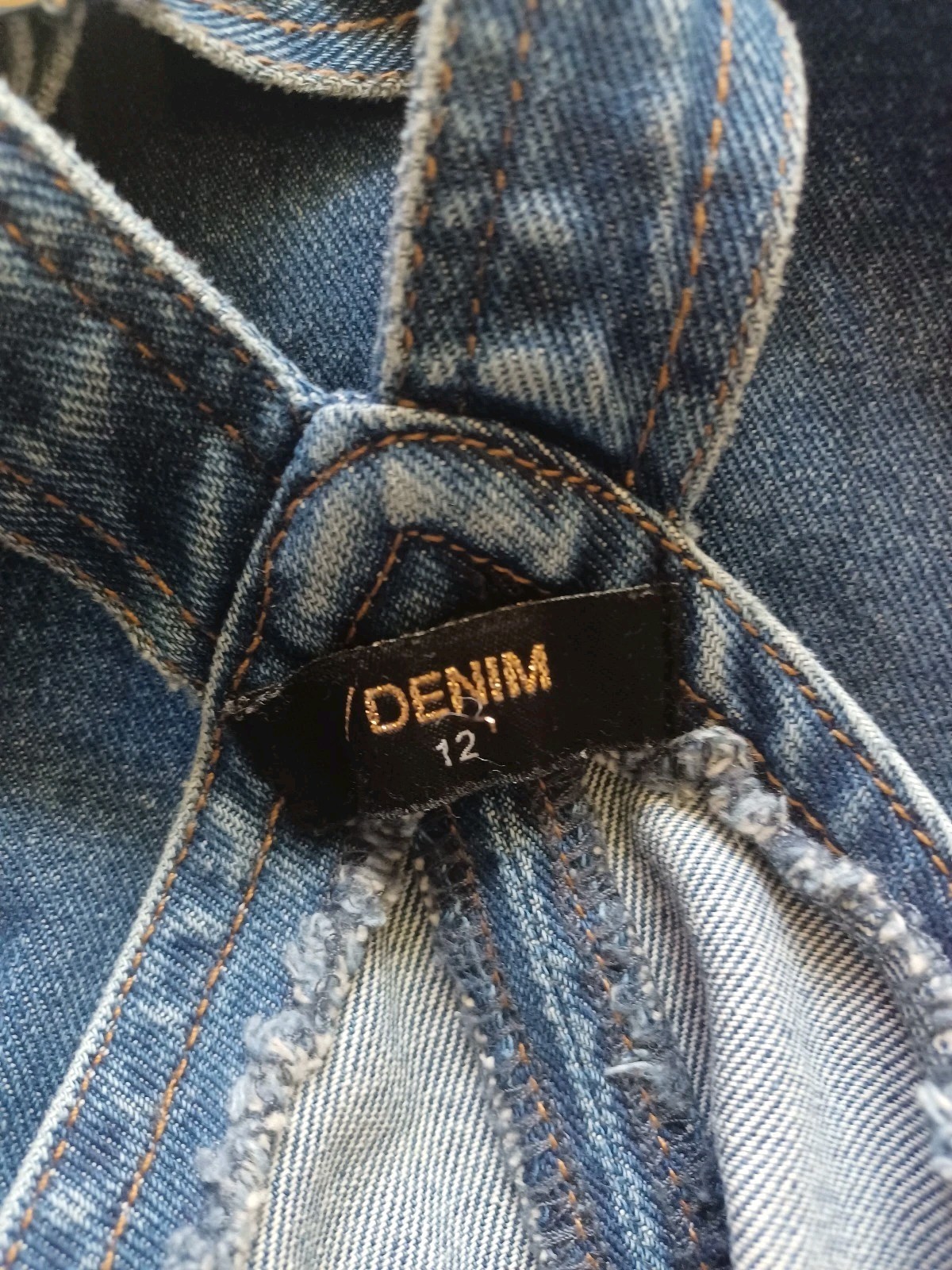 MATALAN Ladies blue denim dungaree / pinafore dress size 12 (A814)