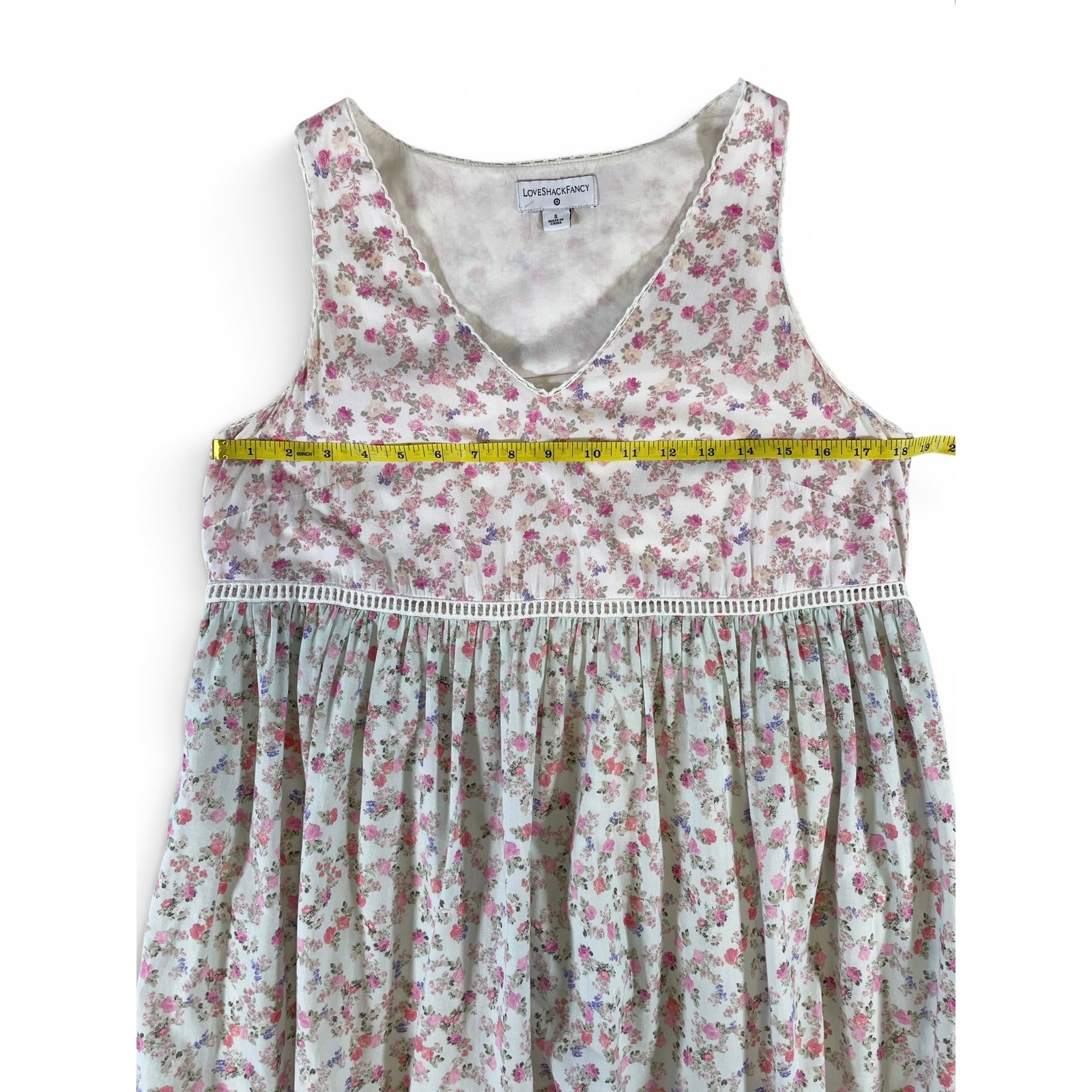 LoveShackFancy x Target Camille Pink Floral Tiered Babydoll Midi Dress S Pockets