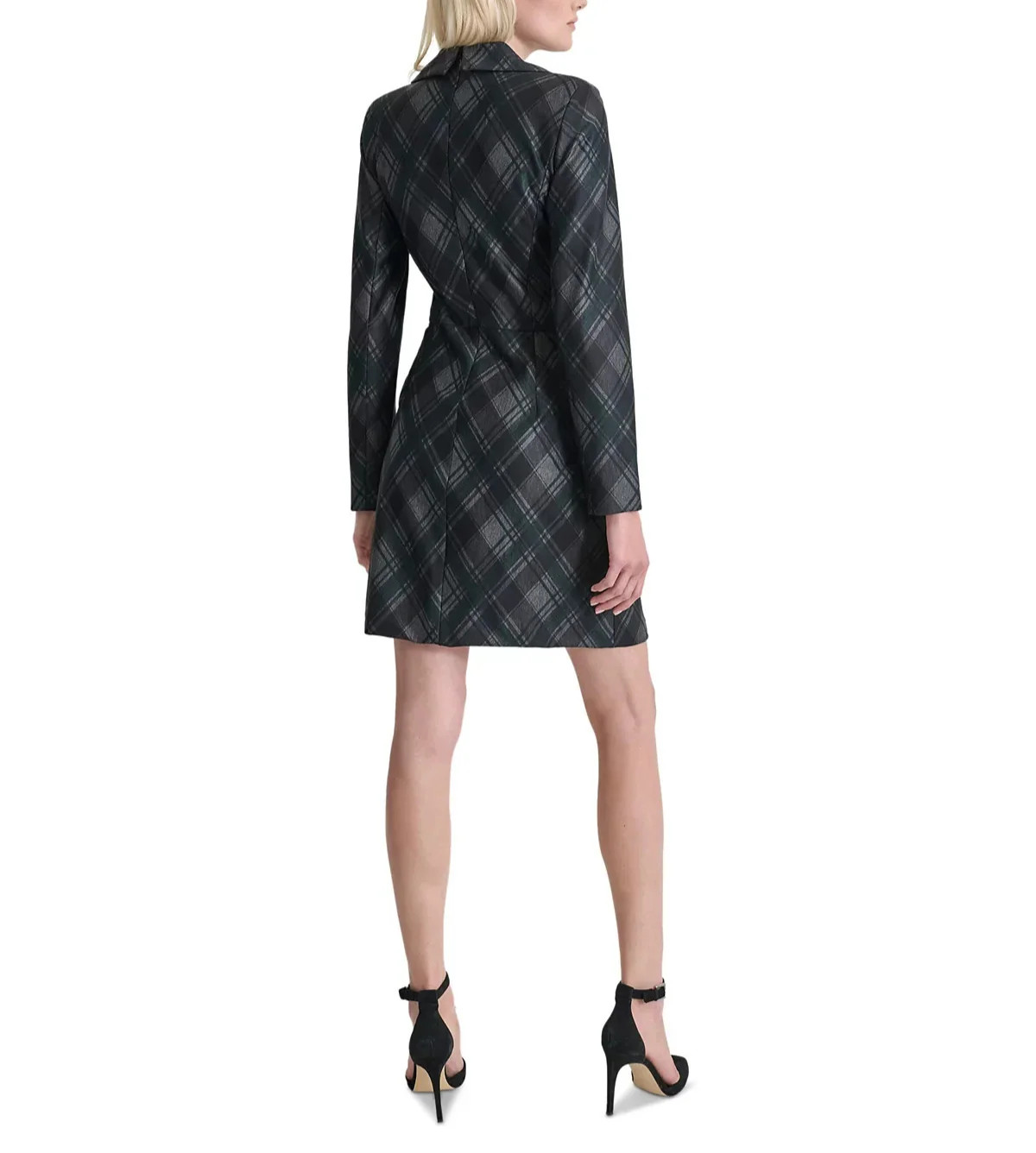 DKNY Plaid-Print Notch-Collar Blazer Dress MSRP 144