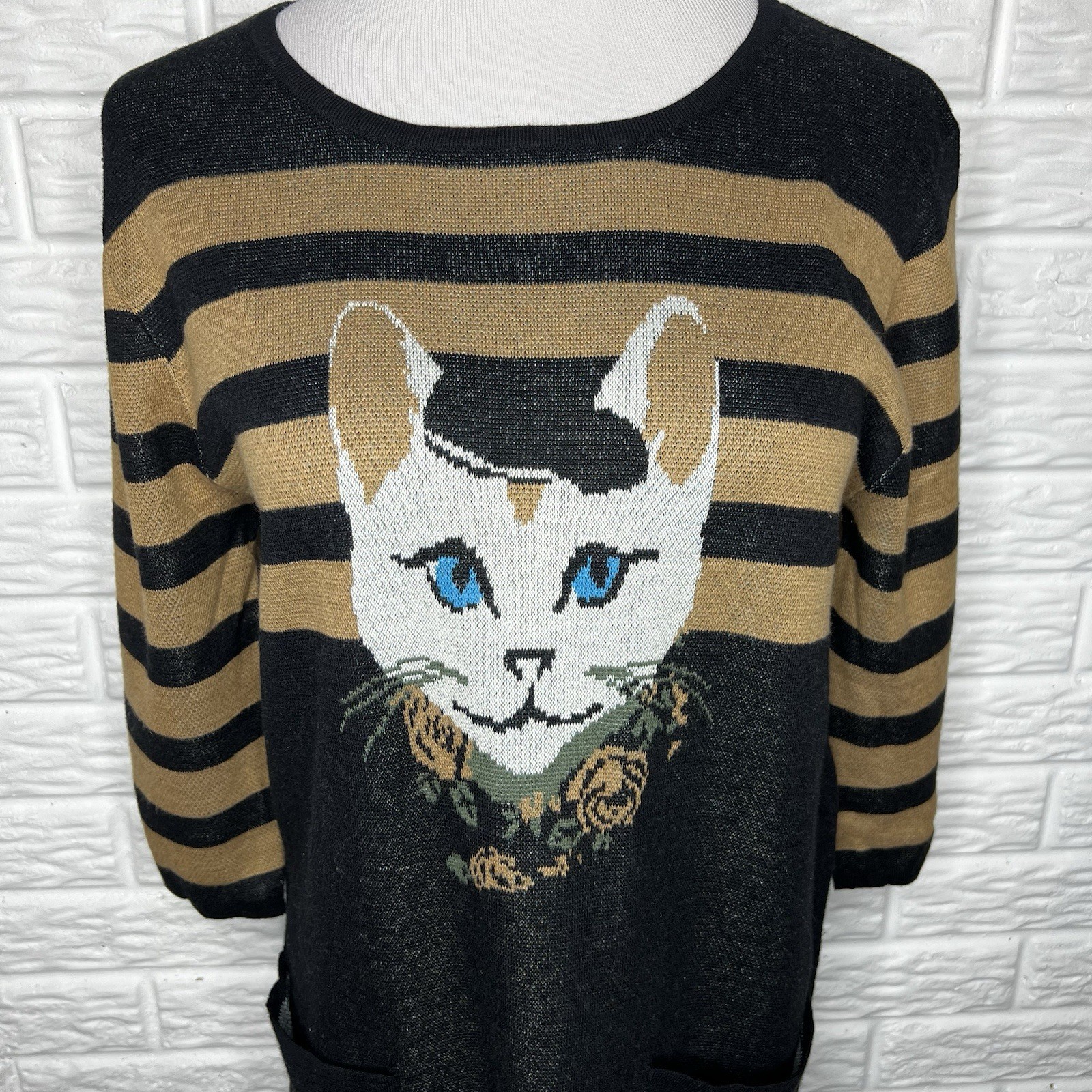 MODCLOTH NWT Teaberry & Weave “Well-Styled Feline” Sweater Dress Pockets Size M