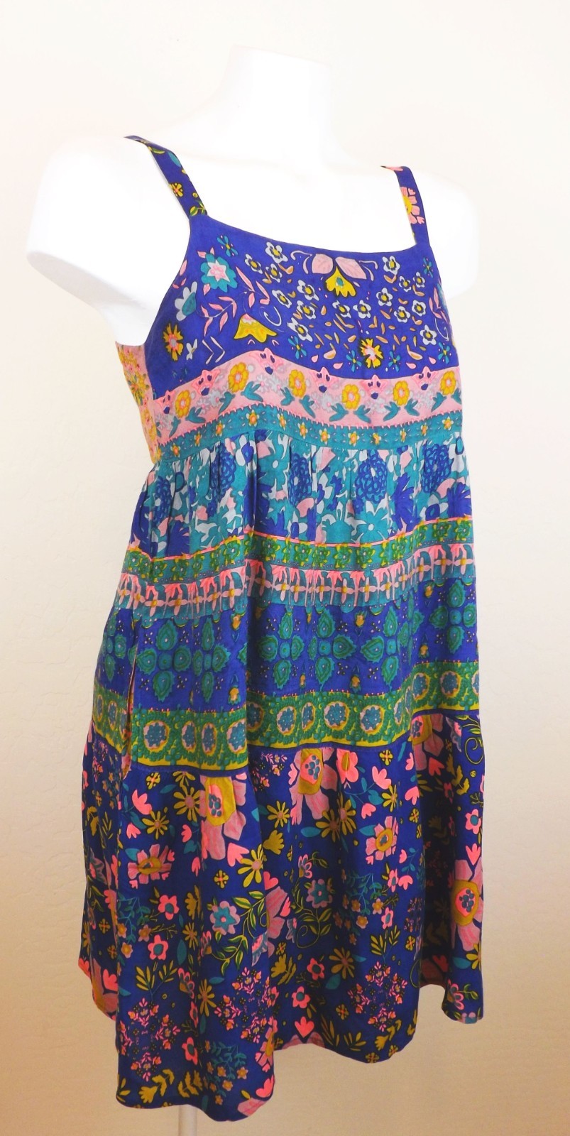 Natural Life Tiered Sun Dress Medium Smocked Cottagecore Festival Boho Babydoll