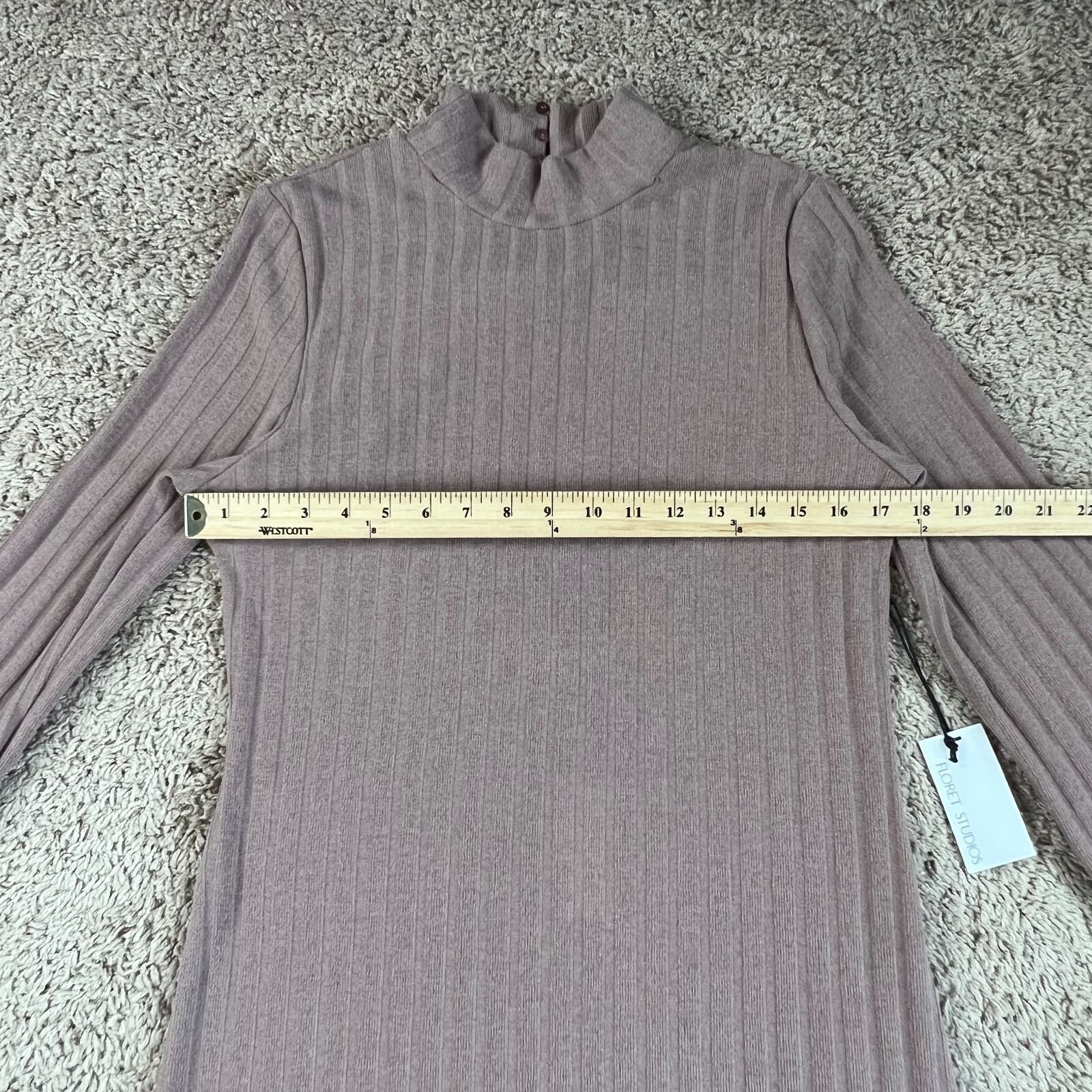 FLORET STUDIOS Womens Mocha Mock Neck Knit Midi Dress XL Side Slit Back Cutout