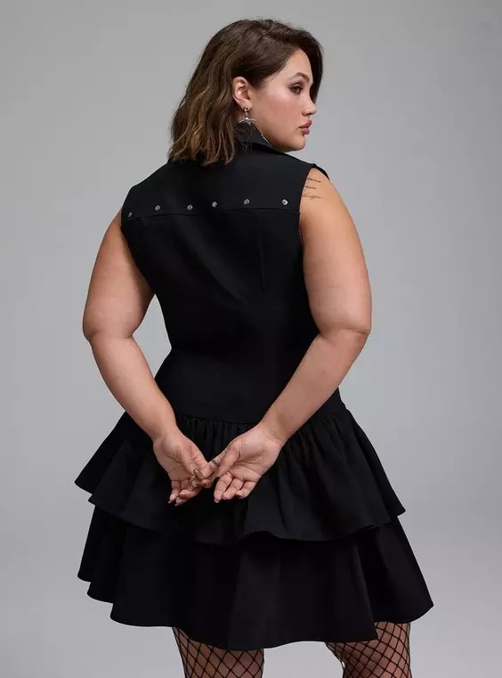 Torrid Black Goth Nightfall Drop Waist Zipper Mini Dress Plus Size 3X Nwt