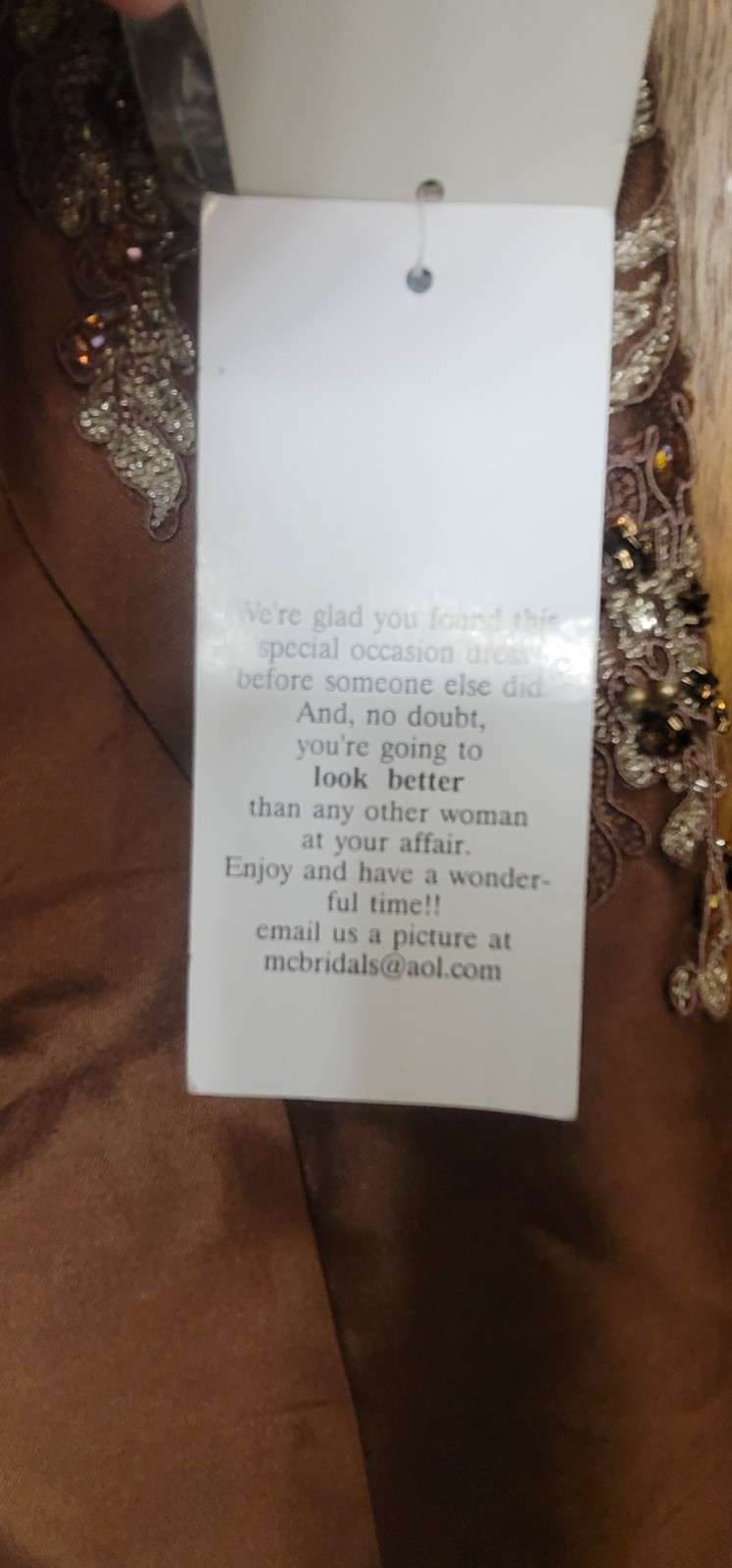 NWT Montage Botique Mon Cheri Bridal Style #26927 Dress Cocoa Size 12 Long