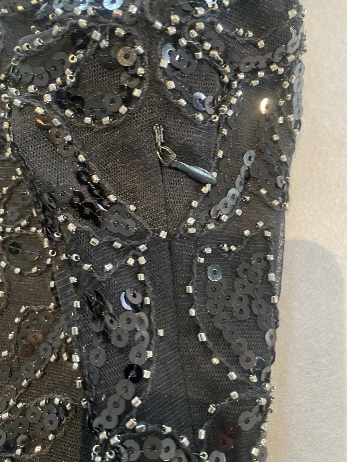 Fundaisy Gatsby Flapper Fringe Black Beaded Sequin Midi Dress, Size S, Glam
