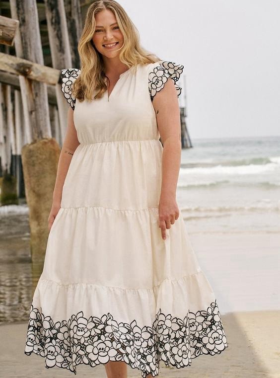 Torrid Belle Isle Tiered Maxi Dress Whisper White Size 14/1X NWT