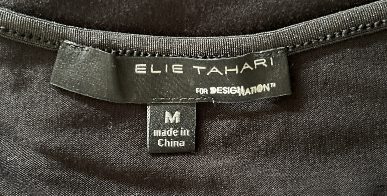 Elie Tahari Design Nation NYC Fit & Flare City Skyline Black & White Top Women M