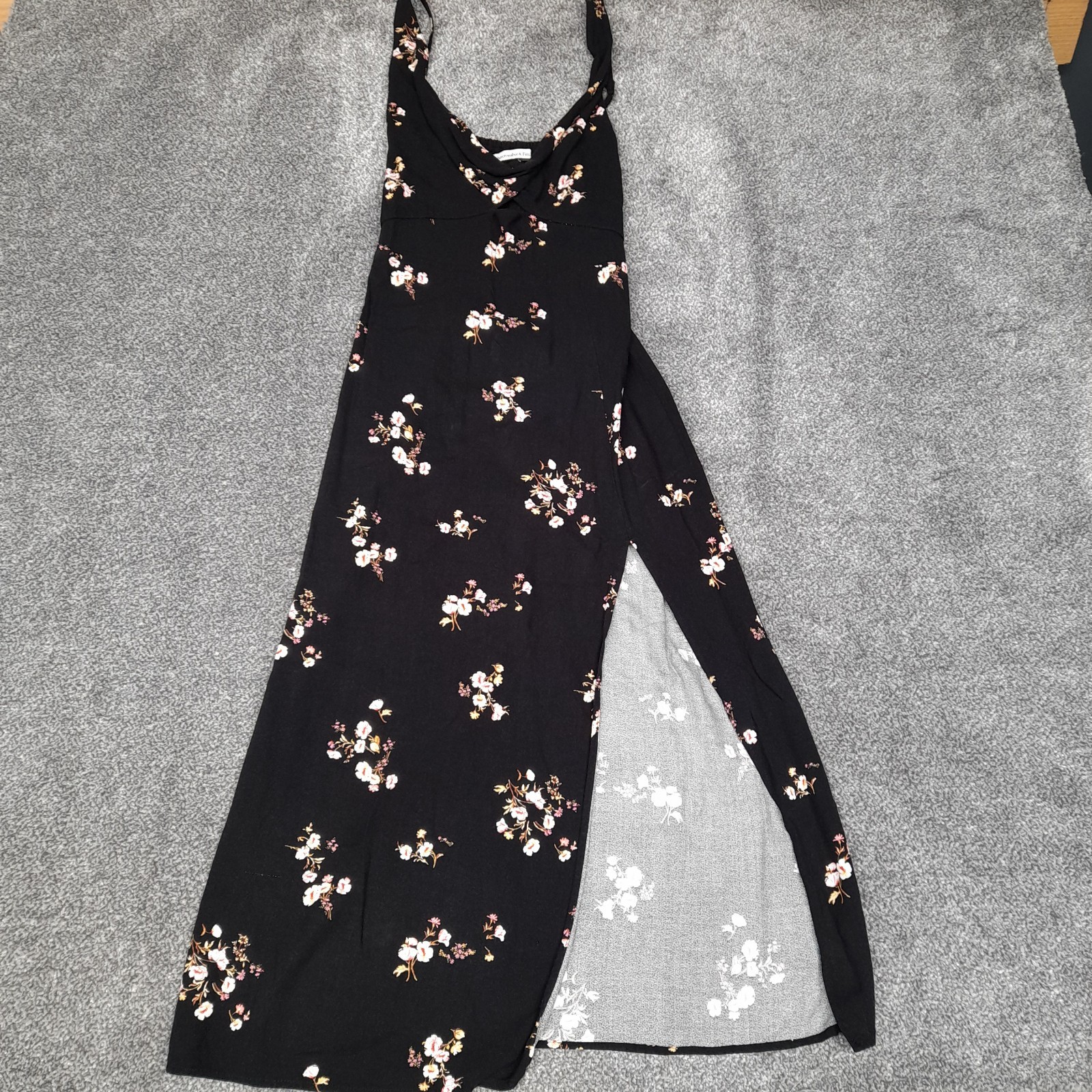 Abercrombie & Fitch Floral Midi Dress Women’s XS Black Side Split Slip Dress
