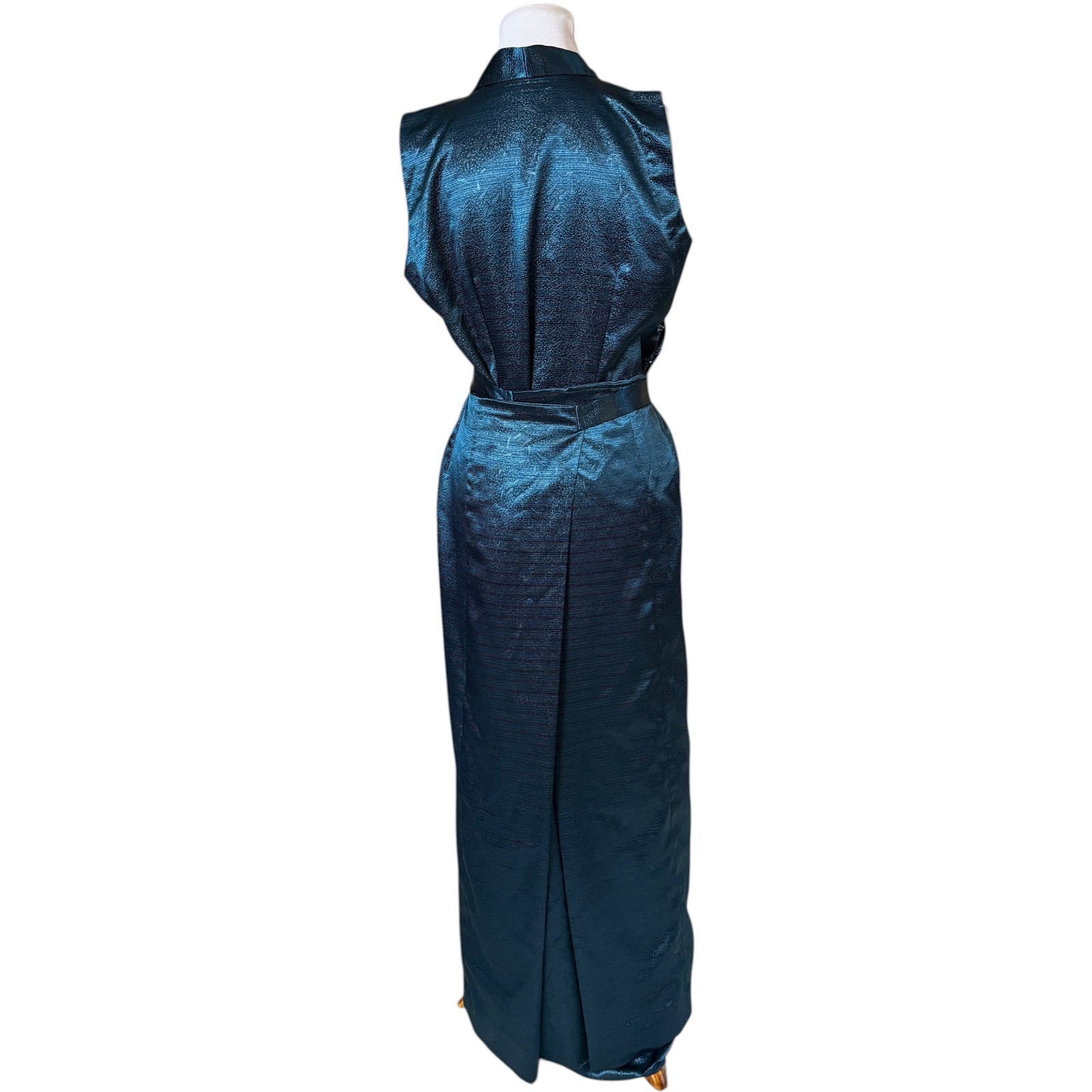 Amala Store Wrap Maxi Dress Women Large Teal Shimmer Sleeveless Formal Nepal