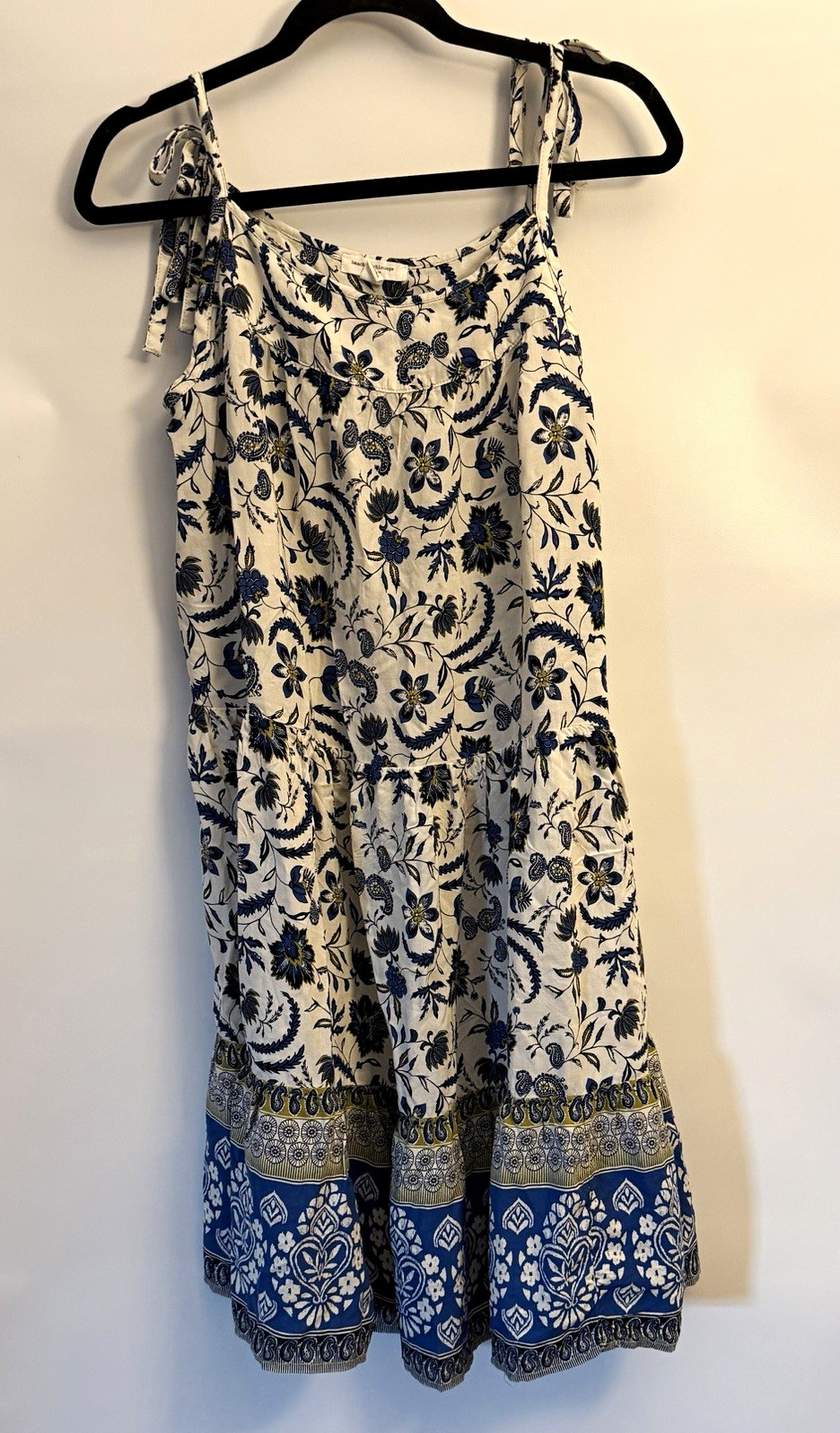 Beach Lunch Lounge Women’s M Maxi White/Blue Floral Scoop Neck Sleeveless Dress