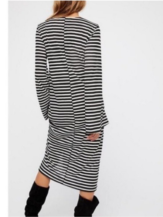 Free People Beach Striped Midi Dress Women’s Size L Stretch Knit Bell Sleeves