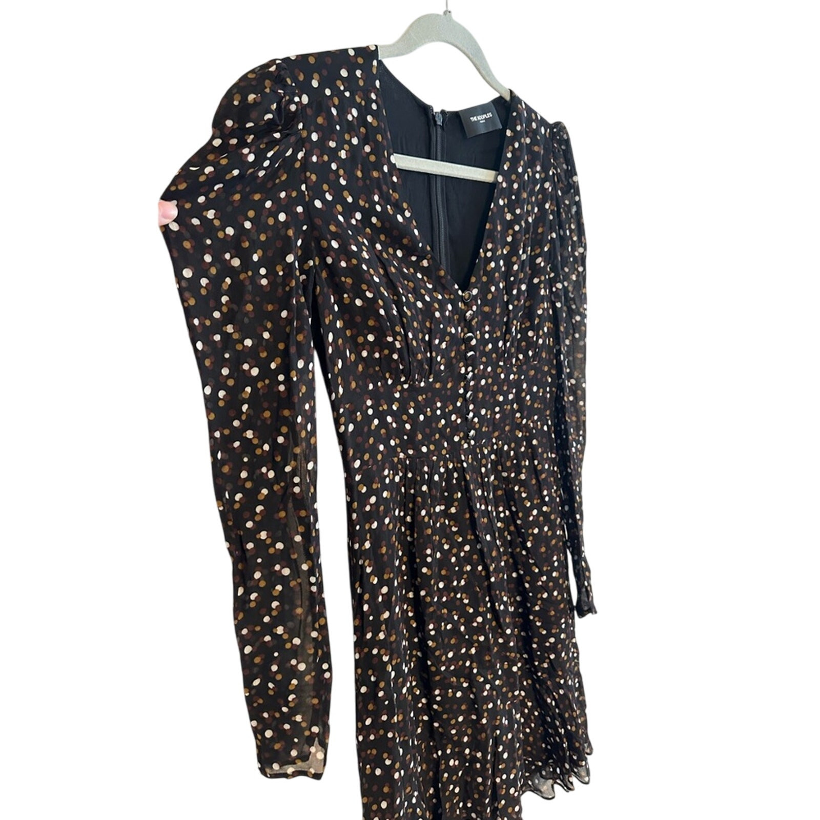 The Kooples Polka Dot Button Print Mini Size 4 Black Brown EUC