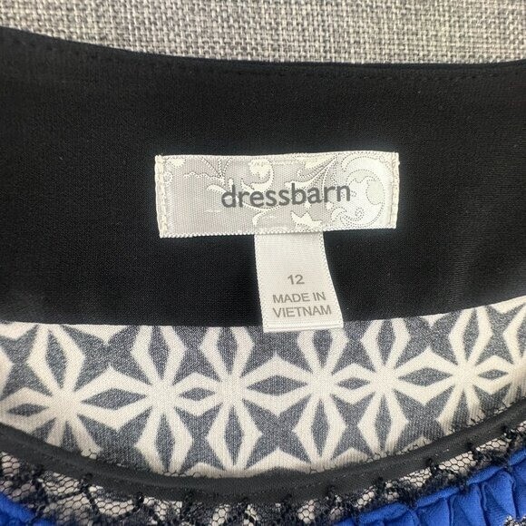 Dressbarn Sheath Dress Size 12 Black Blue White Yellow Sleeveless Round Neck