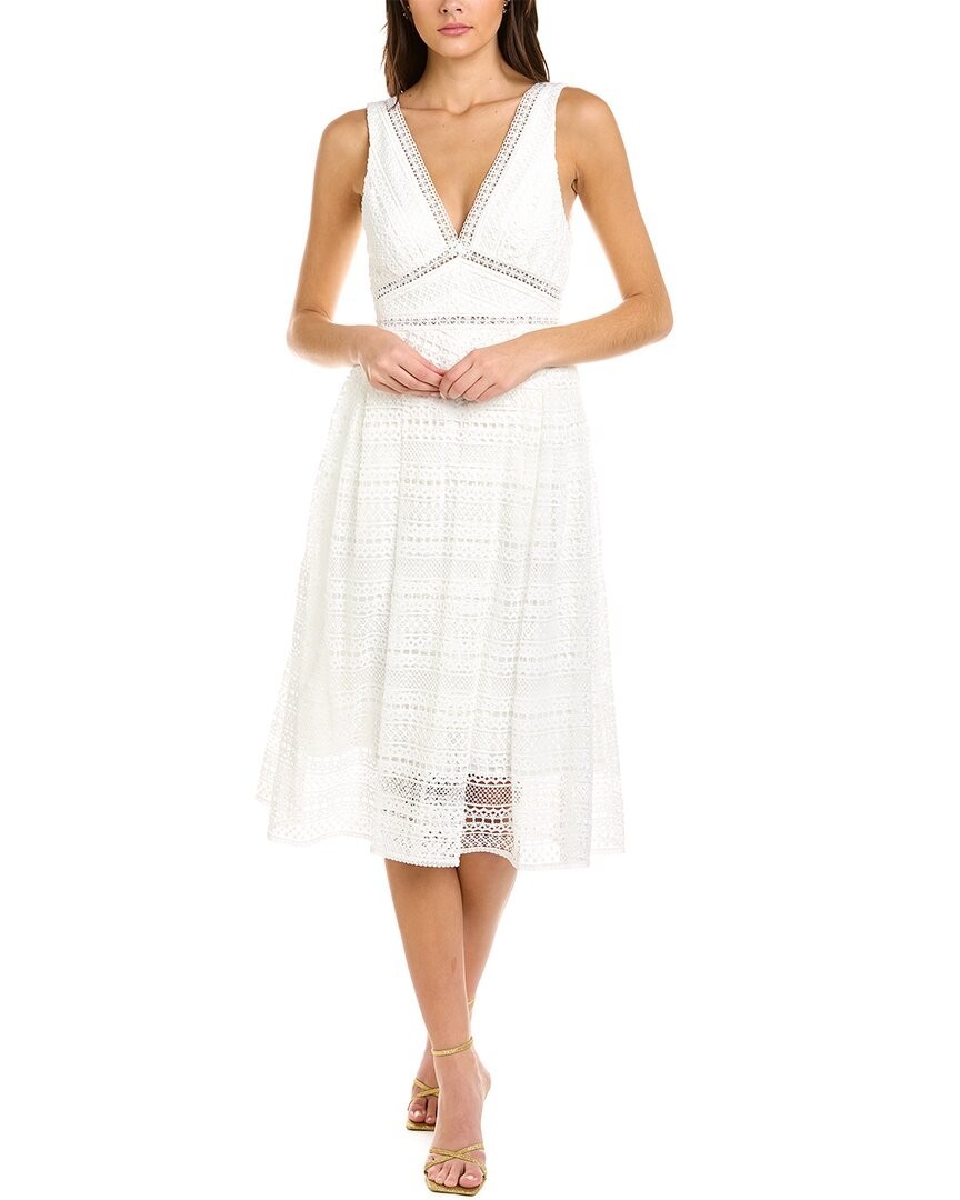 MONIQUE LHUILLIER Broderie Lace Overlay white Occasion Dress UK 12 /14 BNWT