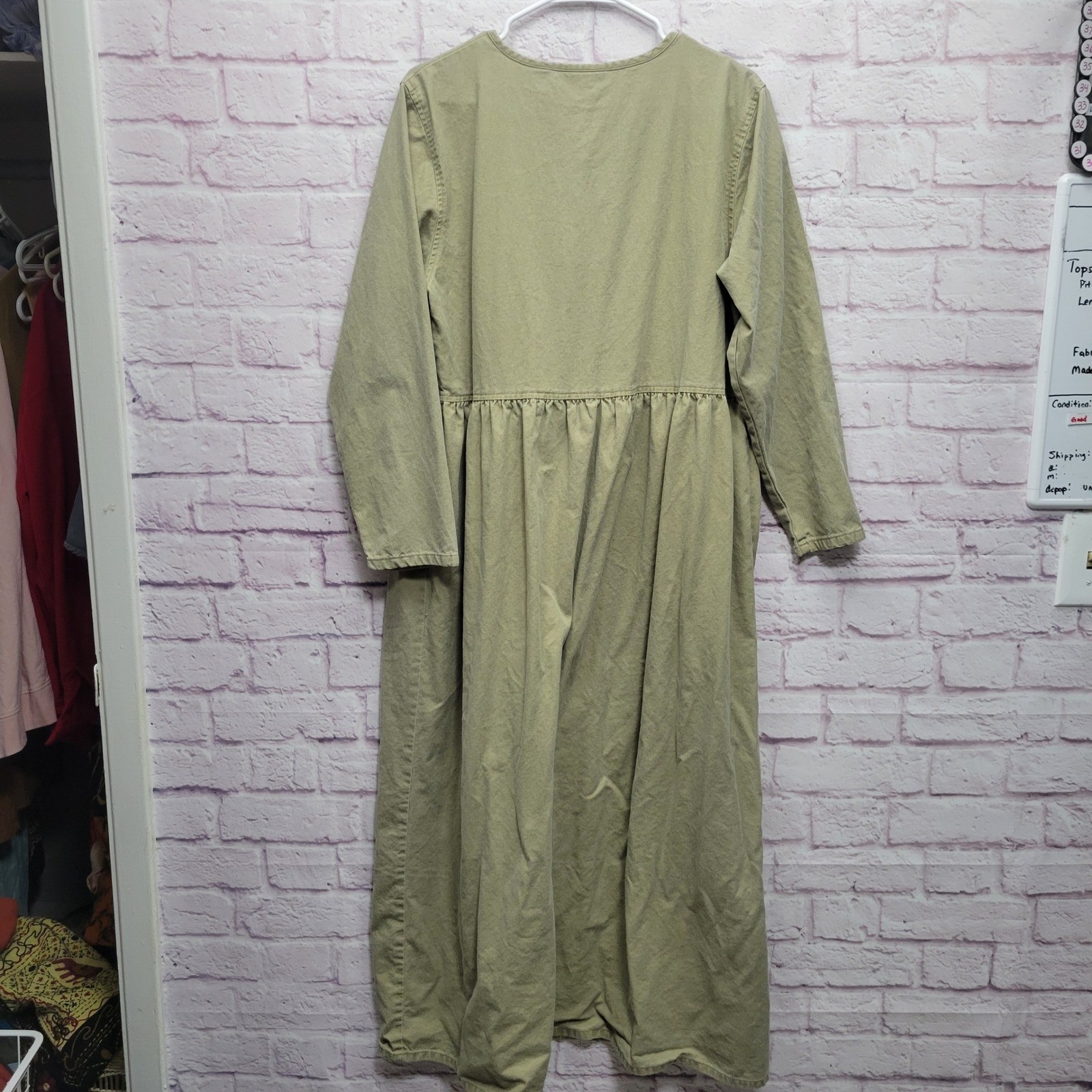 VTG Sunbelt Appliqué Button Front Maxi Dress Sz M Country Lagenlook Artisan Boho