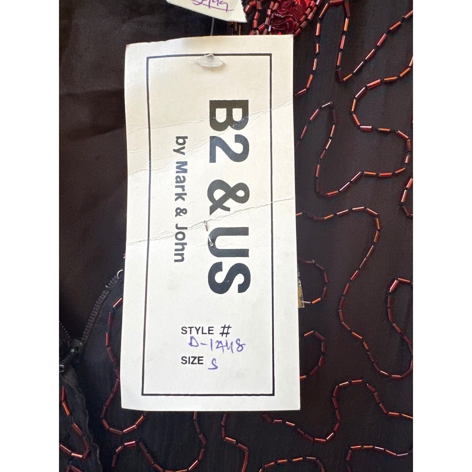 B2 & US Mark & John Silk Beaded Sequin Dress Red Black Vintage Gantos D-12148 S
