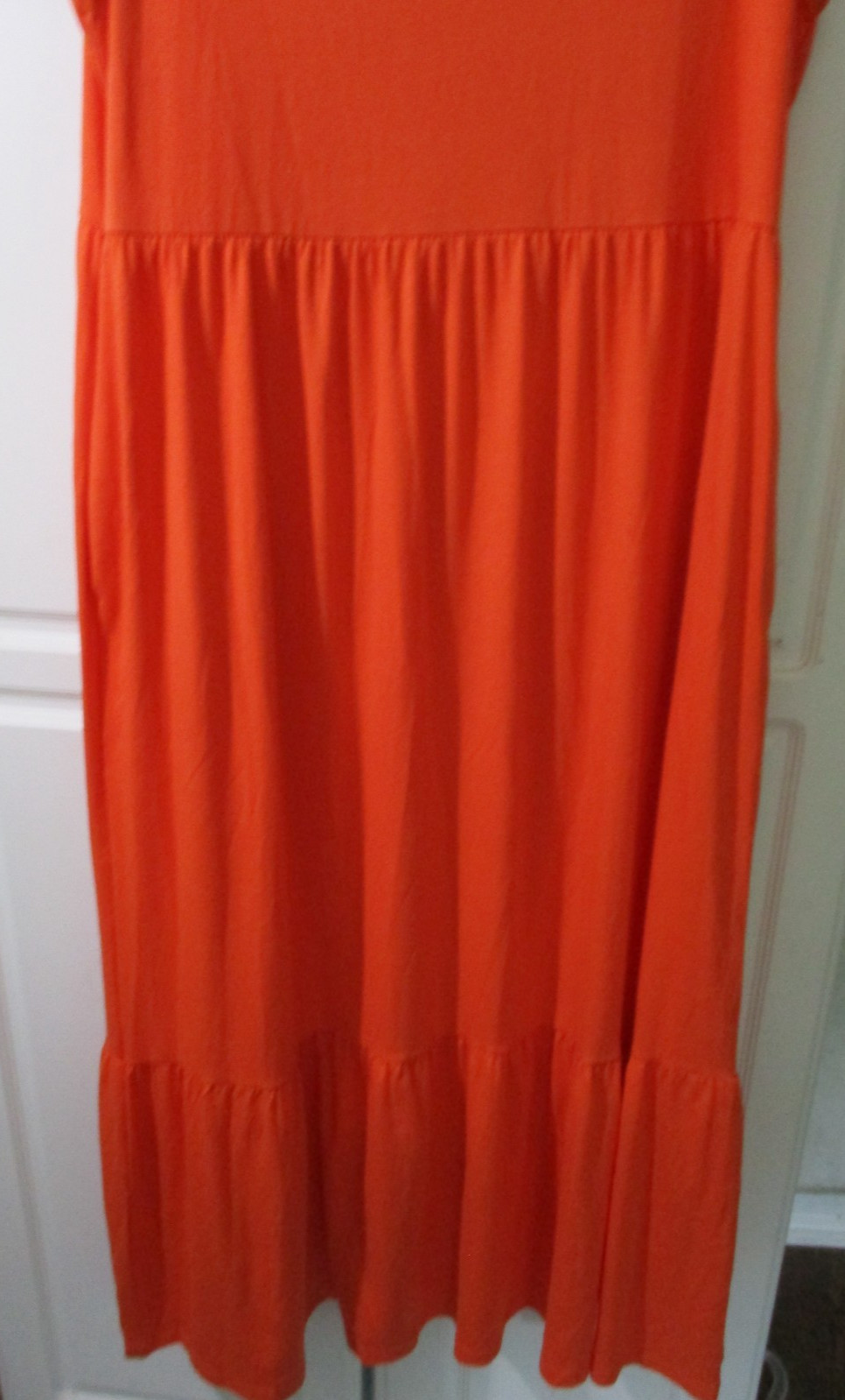 PRINBARA~ Orange SLEEVELESS RUFFLED HEM MAXI DRESS Women’s XL~NWT