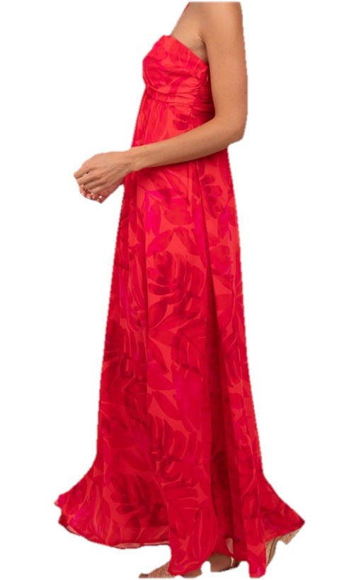 Dress Forum Red Tropical Print Straps Adjustable Maxi Dress Size M