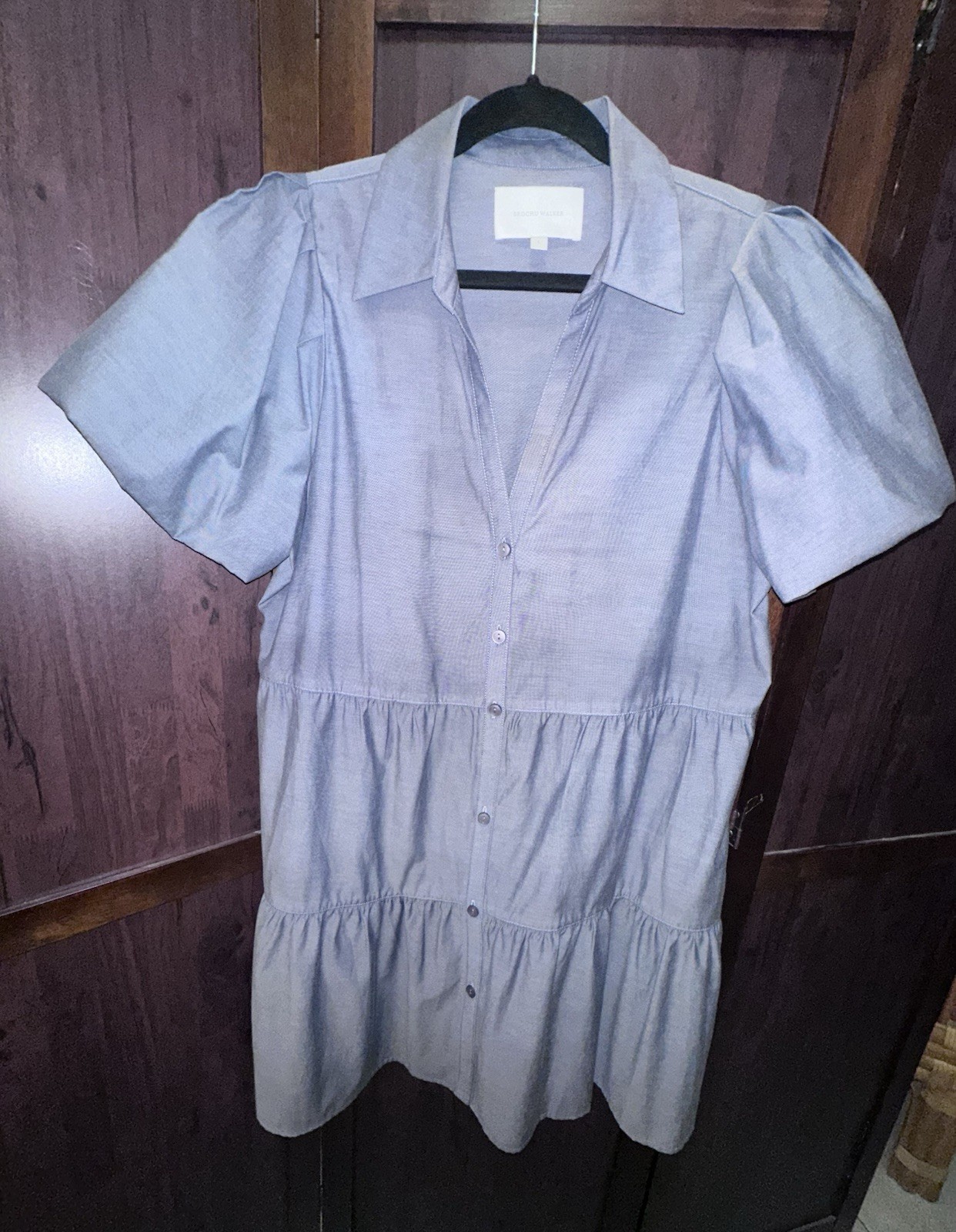 Brochu Walker Havana Mini Dress puff sleeves Washed Slate/gray L