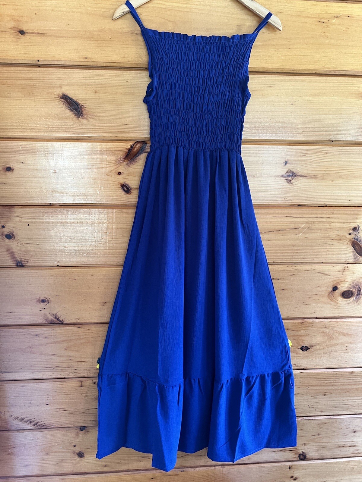 Womens Spaghetti Strap Smocked Tiered Long Beach Sun Dress Free Size S – L