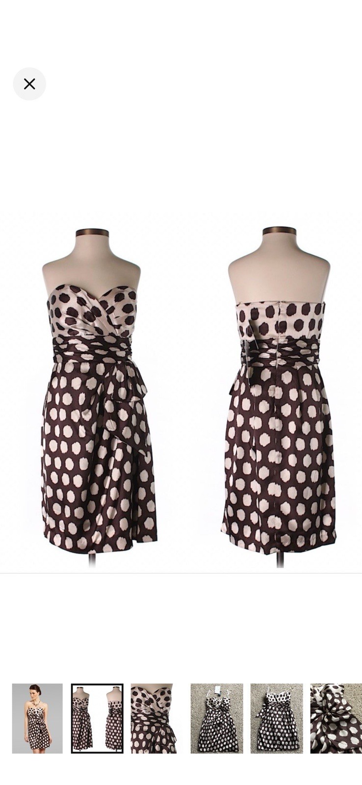 Max and Cleo black/white polka dot sweetheart bow sheath dress 2 knee length