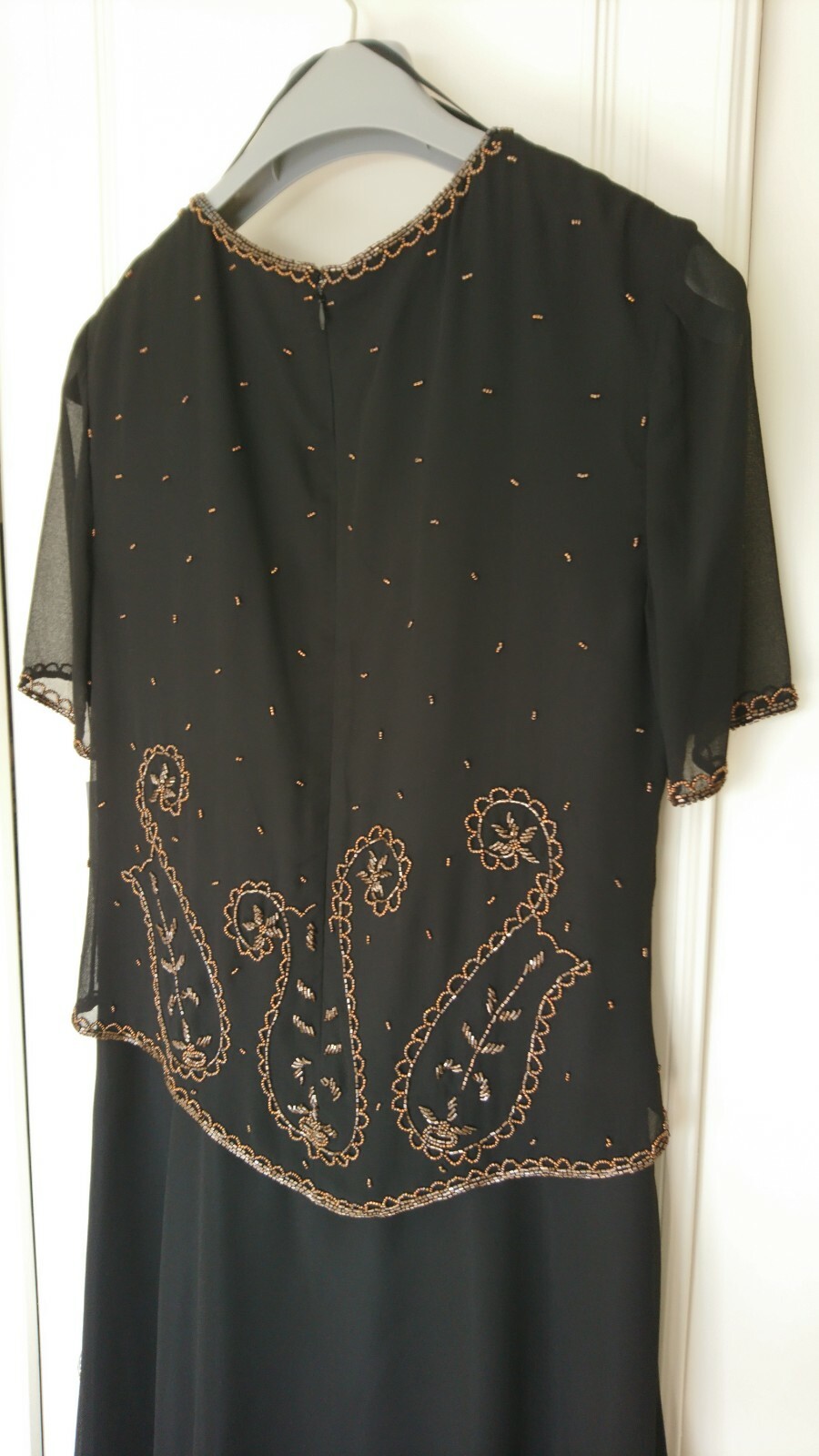 BNWT-LYNDELLA SPL OCCASION LONG DRESS-FLOATING BEADED BODICE-BLACK & COPPER-12.