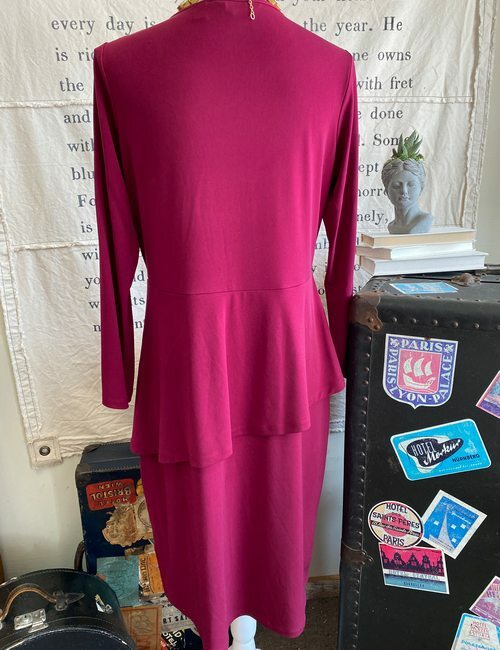 Every Day Susan Graver Deep Raspberry Red Liquid Knit Peplum Dress New