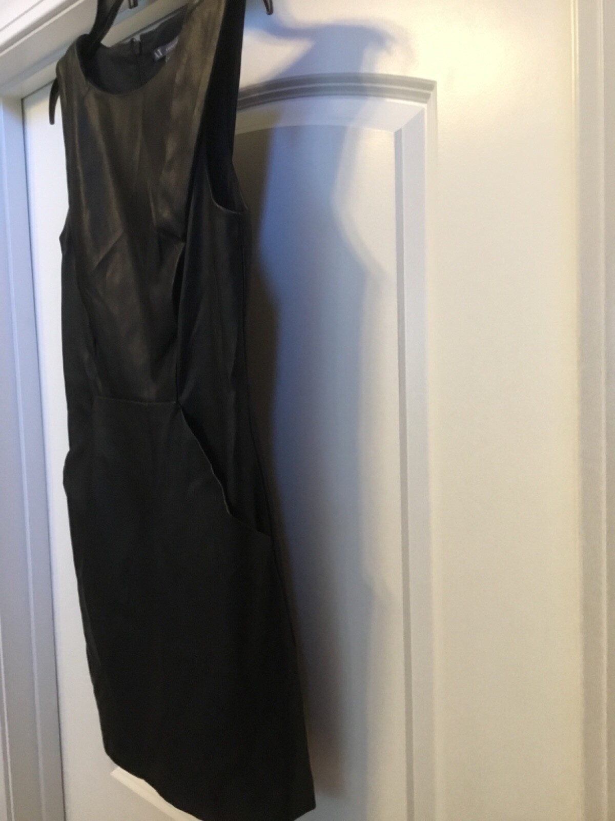 A/X Armani Exchange black faux leather shift dress – Size 2 – Sleeveless – NEW