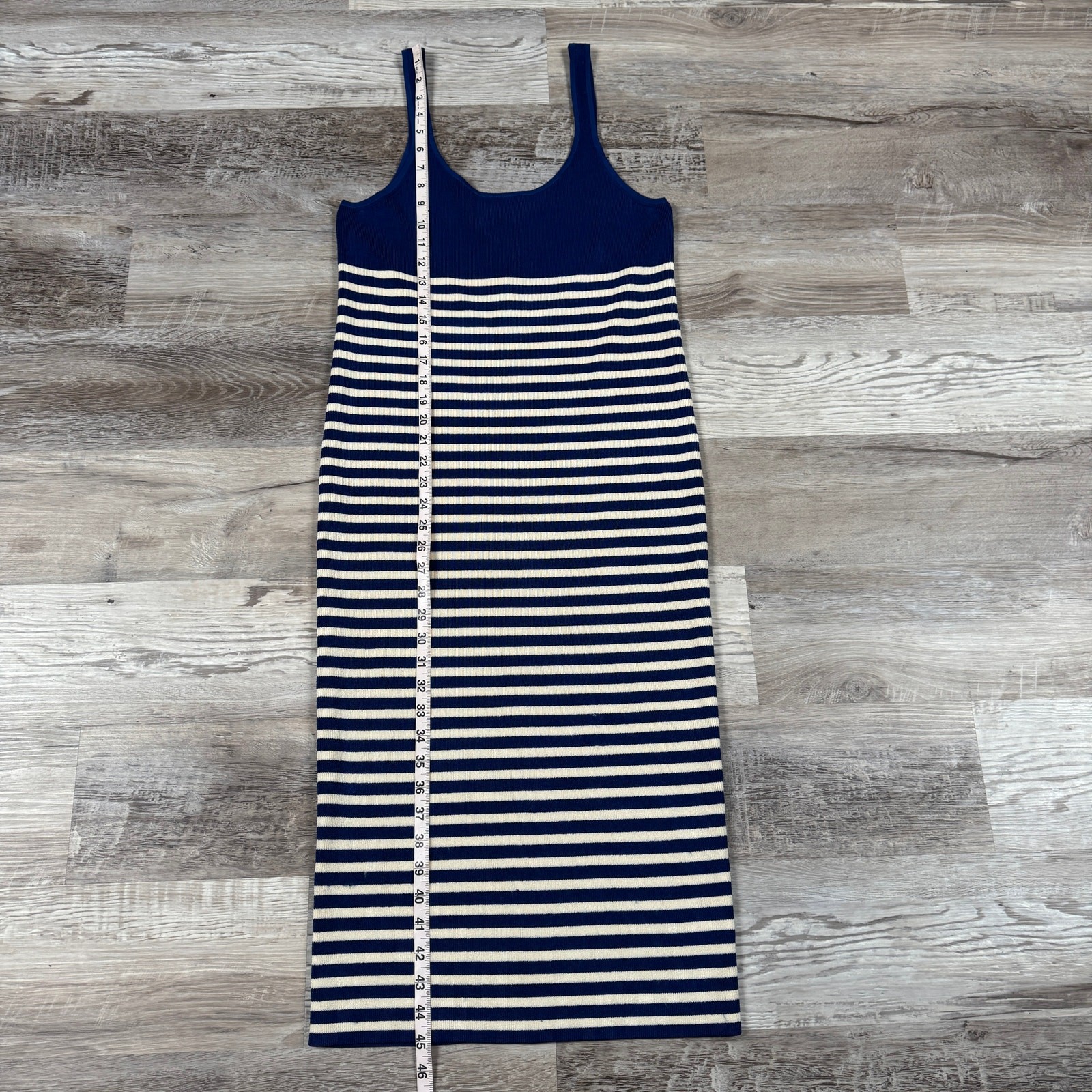 J.Crew NWT Striped Midi Tank Dress Navy Sleeveless L Costal Quiet Luxury Preppy