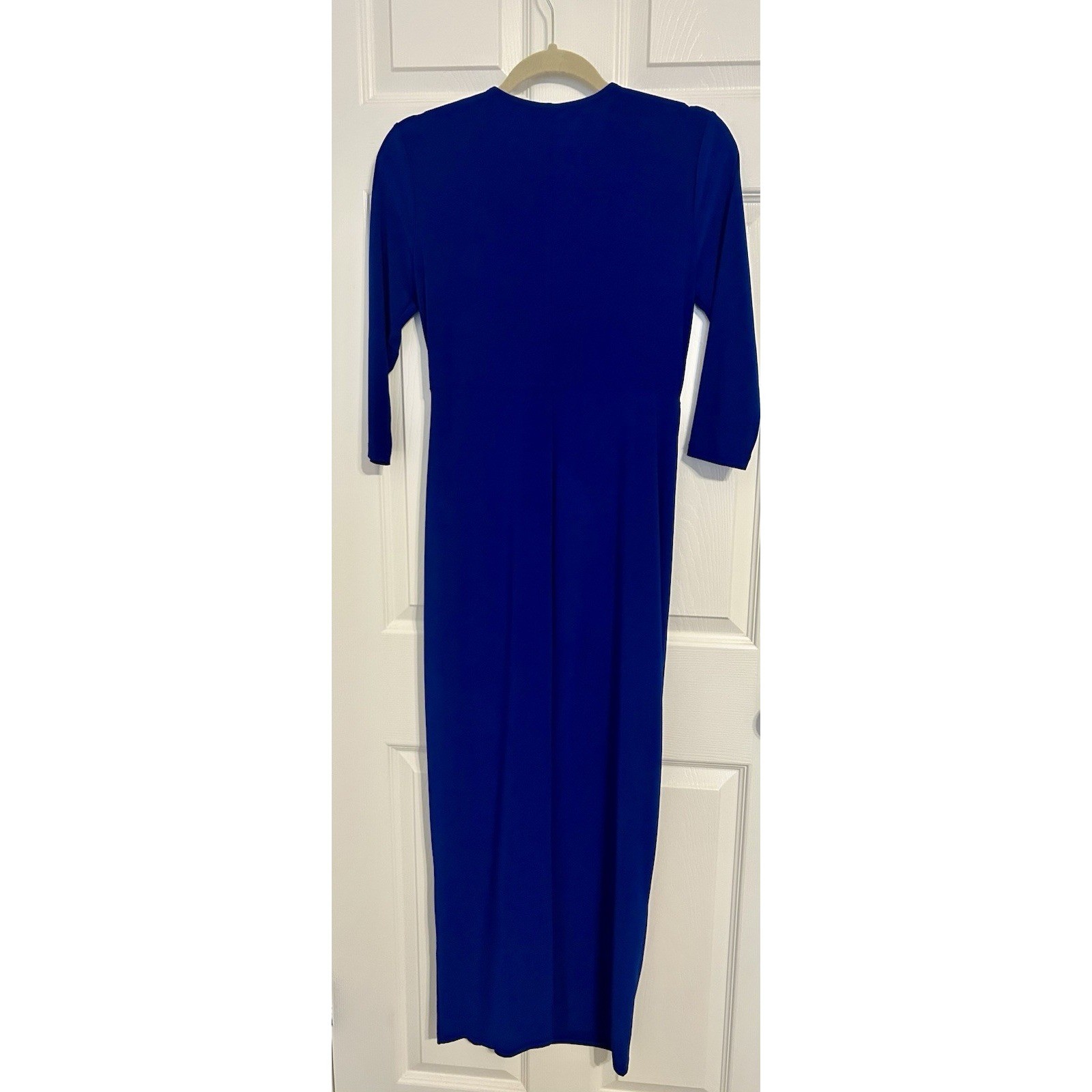 Emma & Michele Royal Blue Faux Wrap Maxi Dress Gold Hardware Accent Size S
