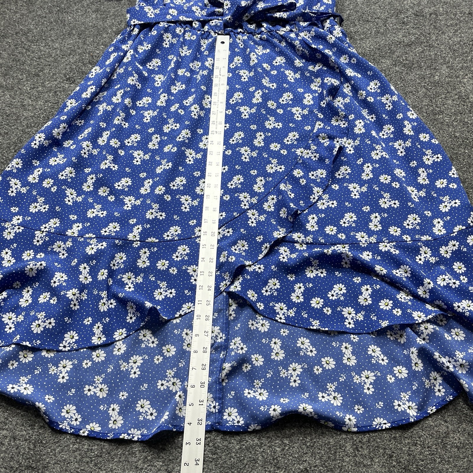 Lane Bryant Blue Daisy Floral High Low Wrap Dress Womens 24 Wedding Guest Frill