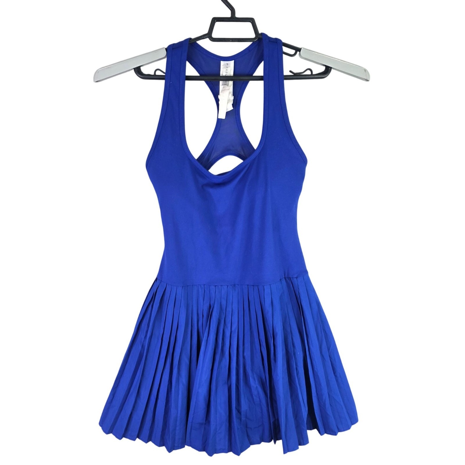 Womens Fabletics Blue Pleated Athletic Racerback Dress Polyester Blend Stretch S