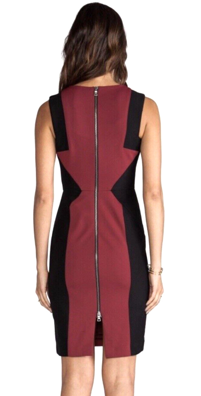 BCBG MAXAZRIA SIZE 4 Evelyn Colorblocked Exposed Zip Sheath Dress