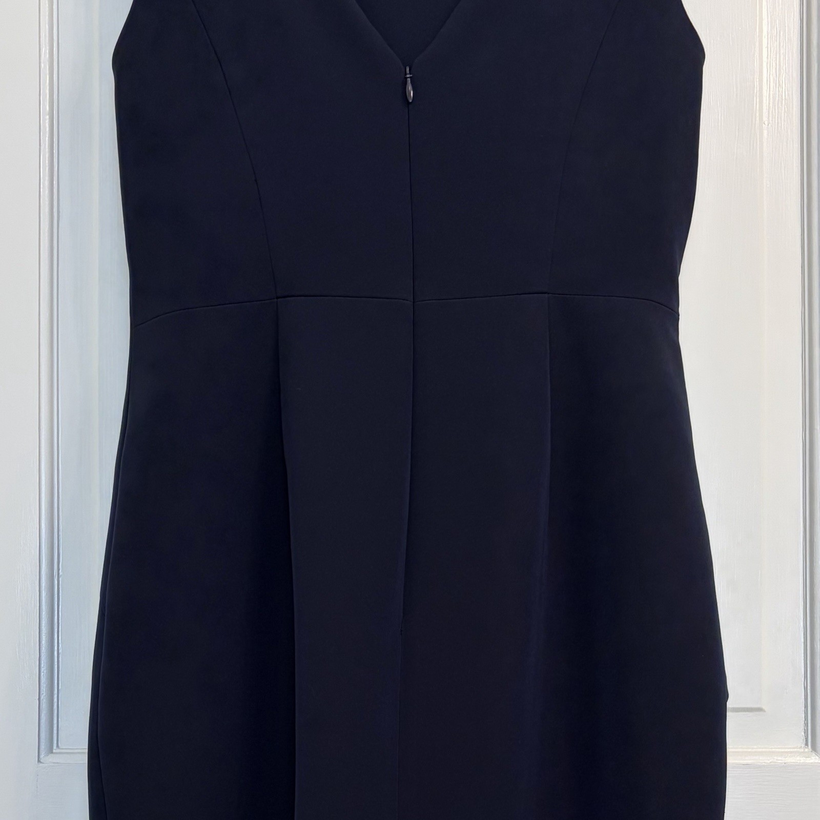 Eliza J Ruffle Front Gown Navy Blue Sleeveless Evening Dress Size 4 – Hemmed