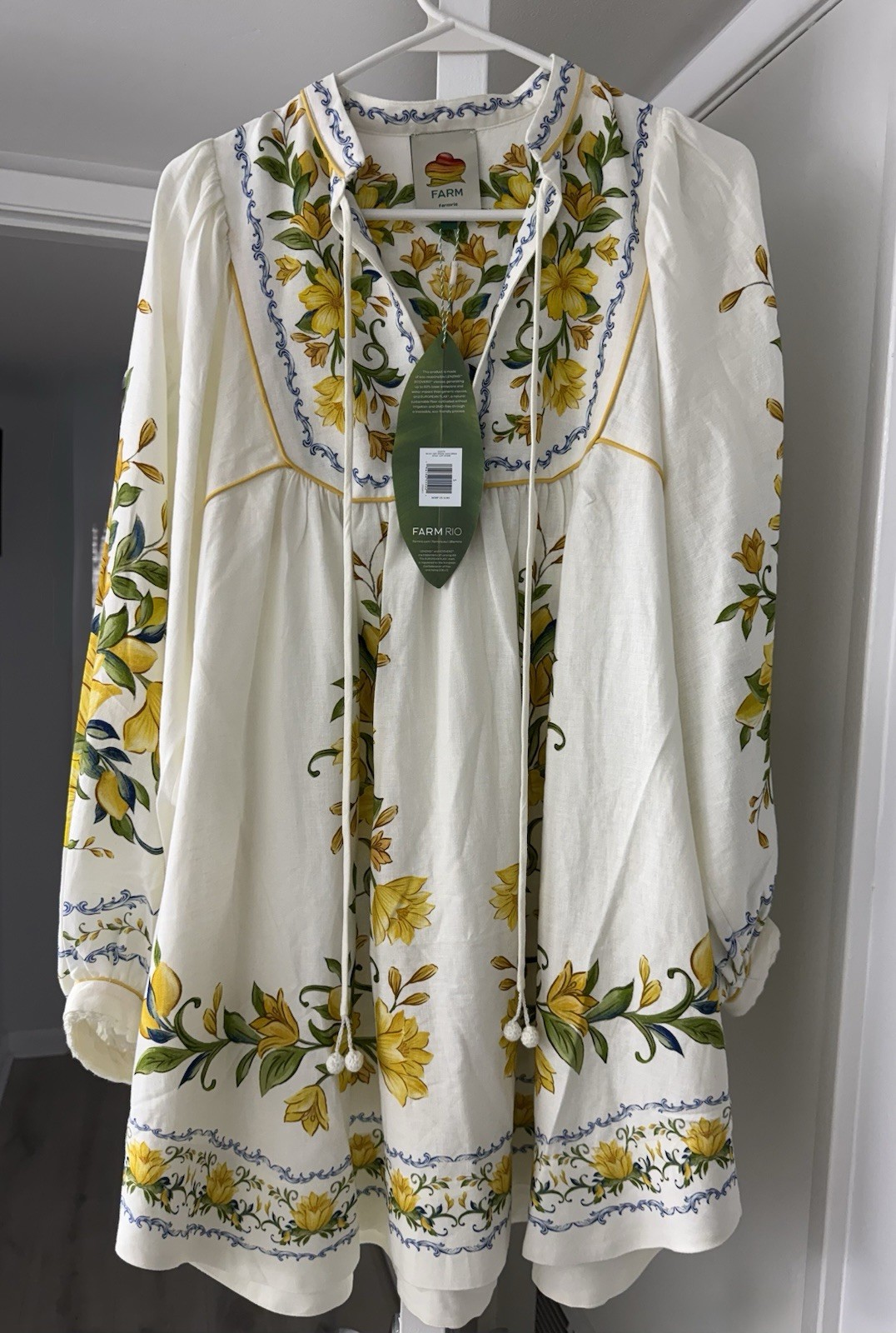Sicily Floral Linen-Blend Minidress Crafted of A Light Linen Blend Size Small S