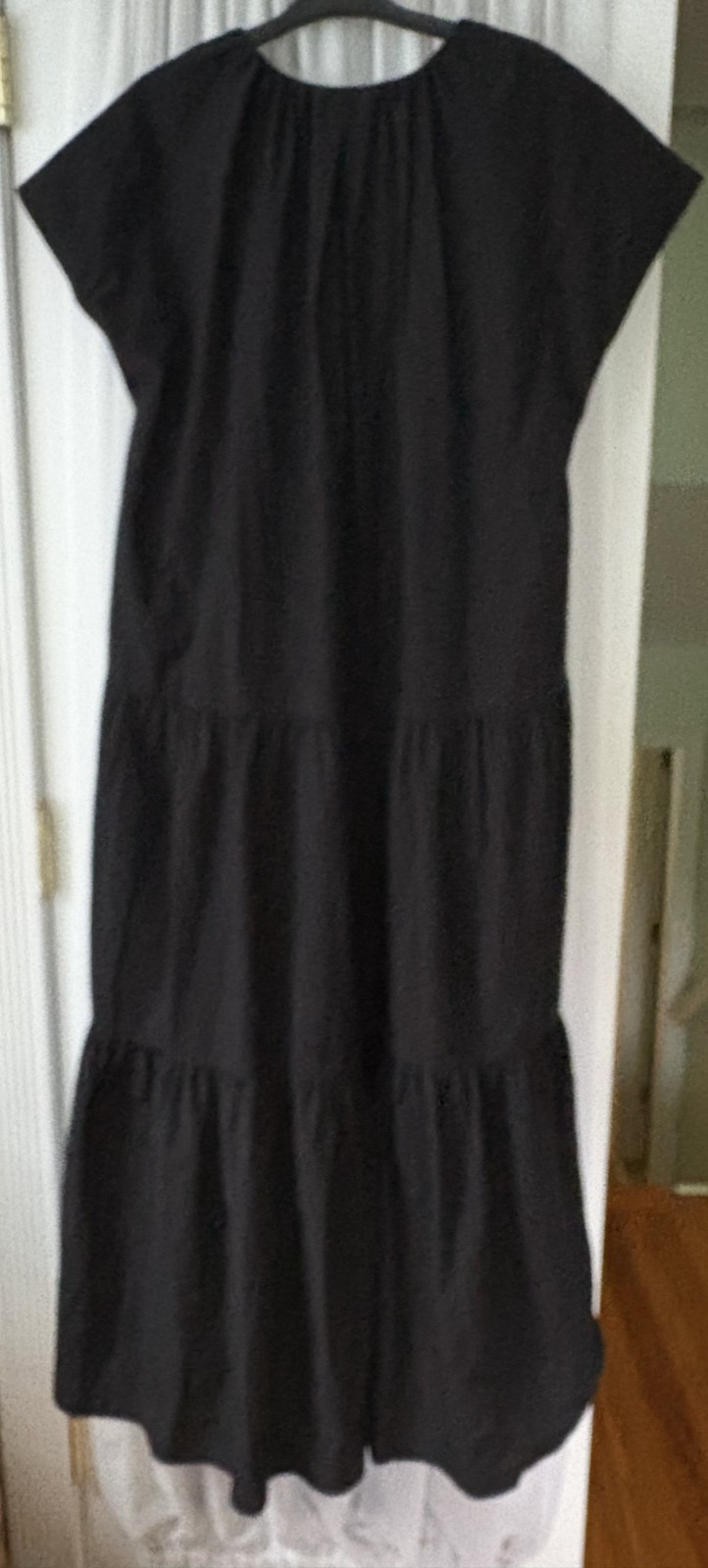 COS Black Oversized Ruffle Tiered Cotton Maxi Dress sz M