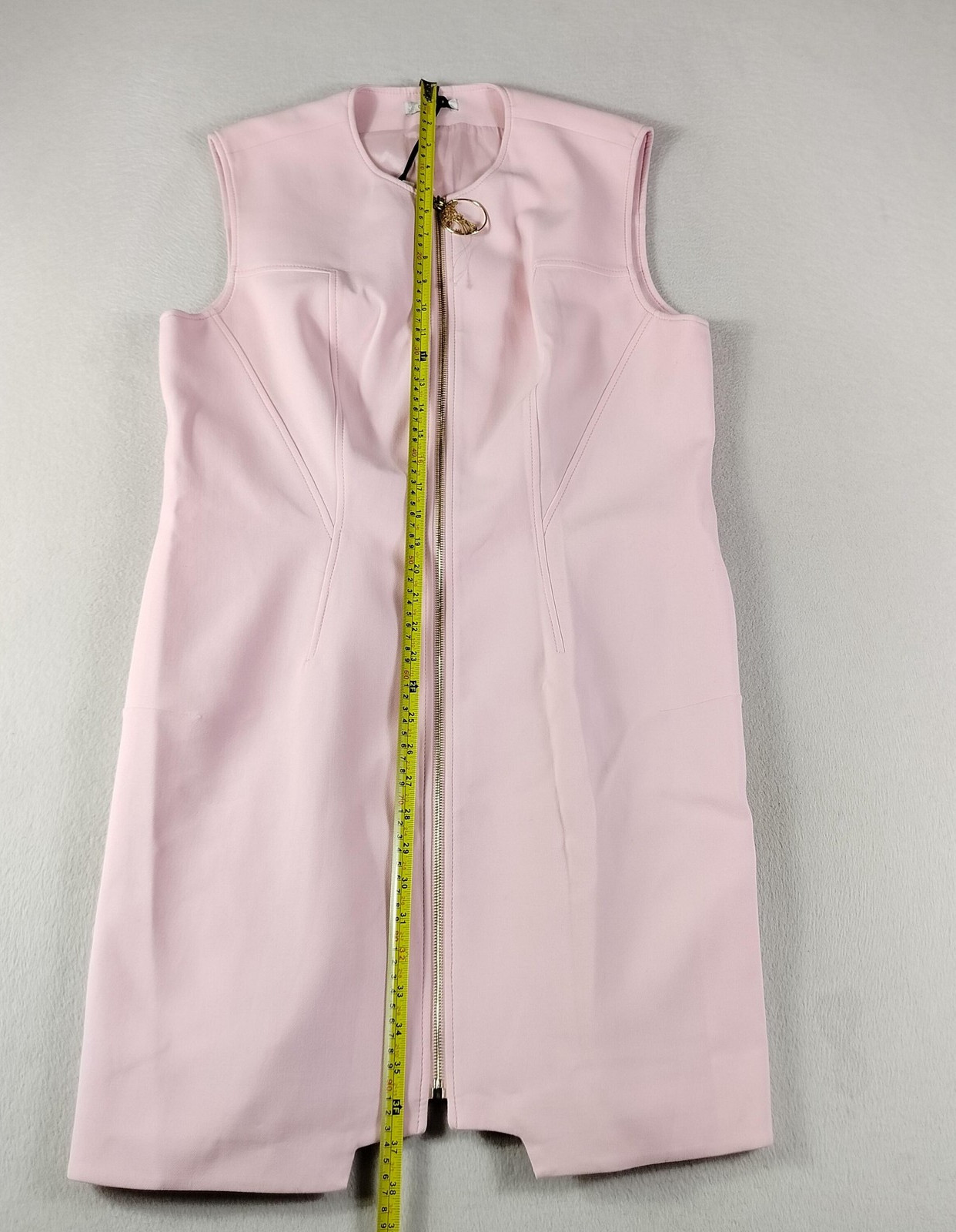 Versace Collection Dress Womens 50 Pink Sleeveless Sheath Medusa Zip Ring Pull