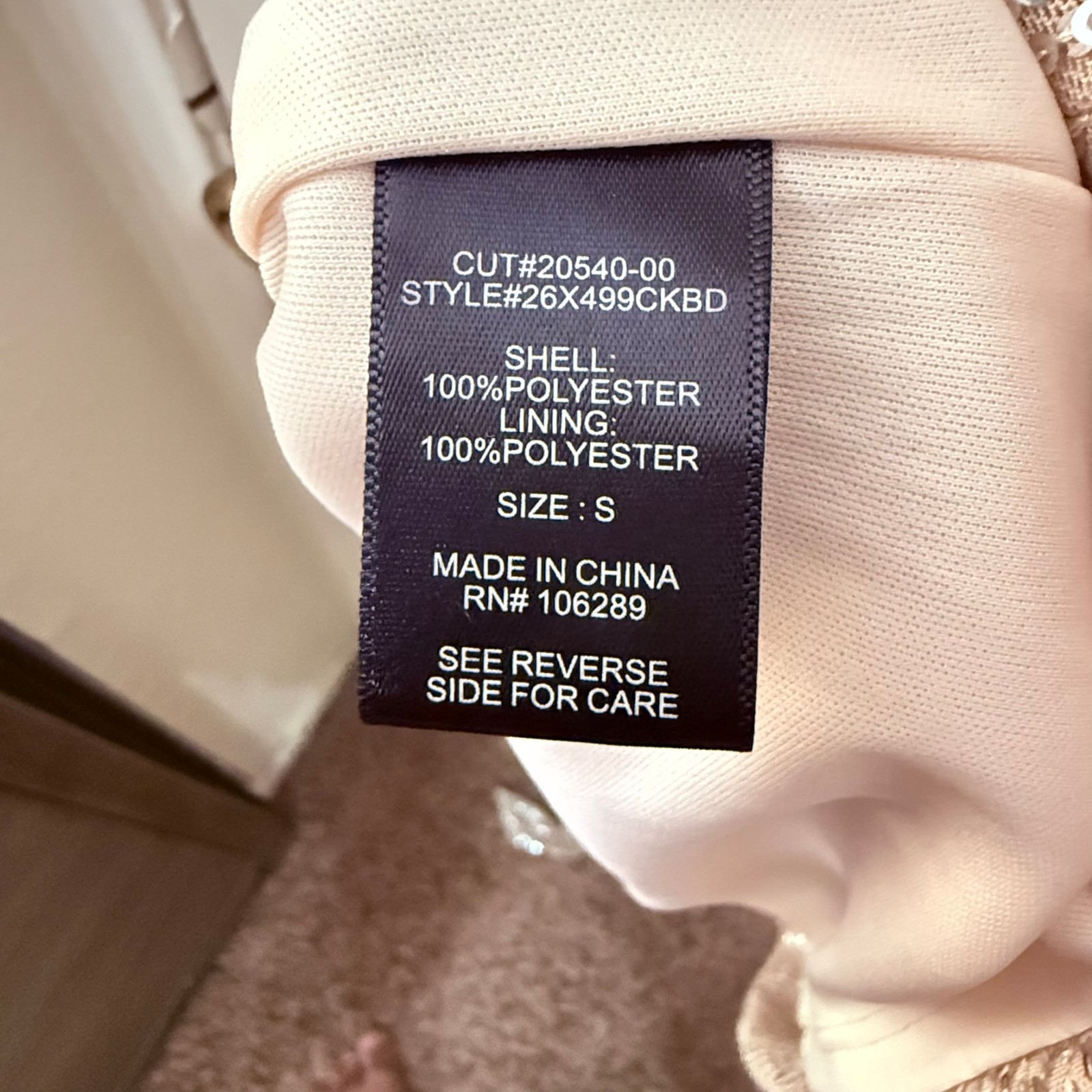 New With Tags Rose Gold Sequin Long Sleeve Mini Dress Size S