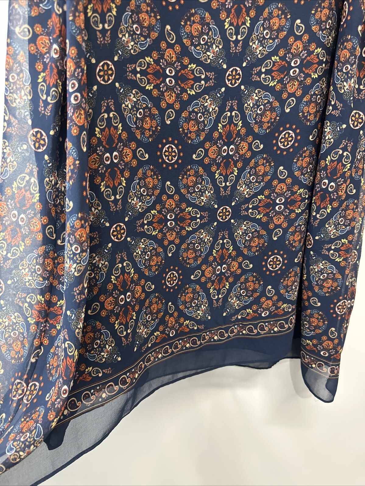 Max Edition Shift Dress Navy Blue Paisley Sleeveless Lined Summer Dress L