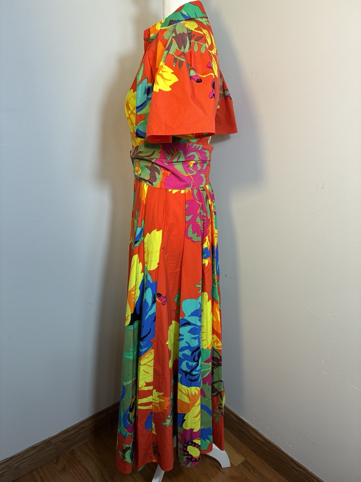 Christopher John Rogers + Target Vibrant Puff Sleeve Button Front Maxi Dress 0