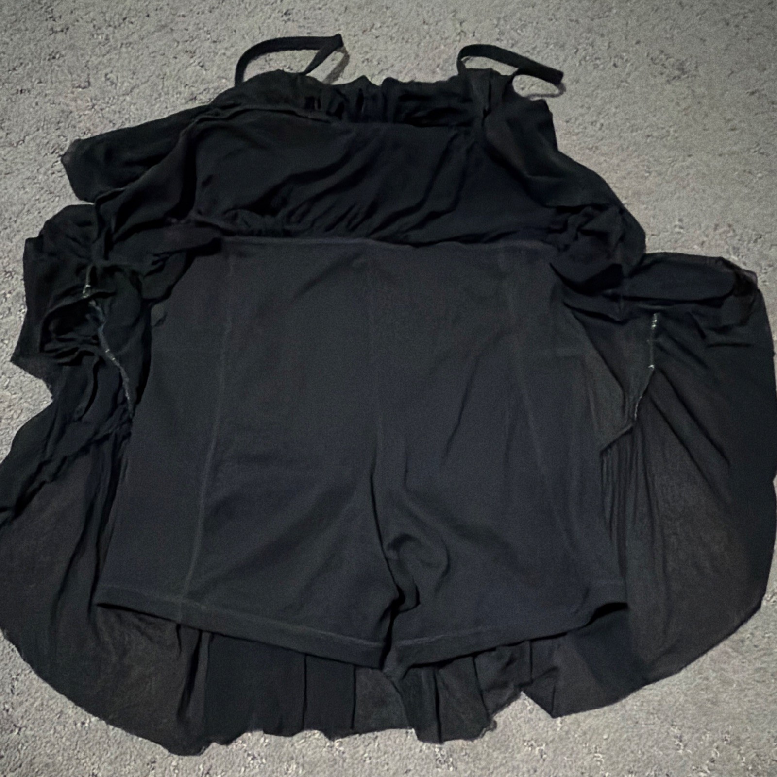 Blogilates Women’s S Black Solid Square Neck Strappy Tiered Mini Dress Shorts