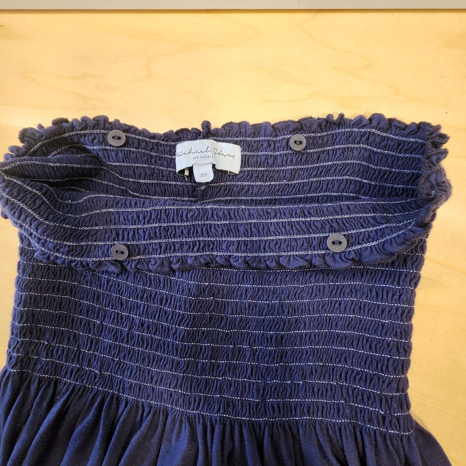 Michael Stars Womens Bandeau NAVY Strapless Tube Maxi Shirt Dress Sz S PLZ READ