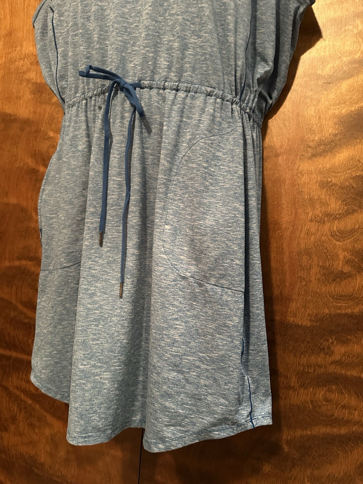 COLUMBIA Sleeveless Drawstring Waist Tank Dress Womens Plus 2X Blue Marled Knit