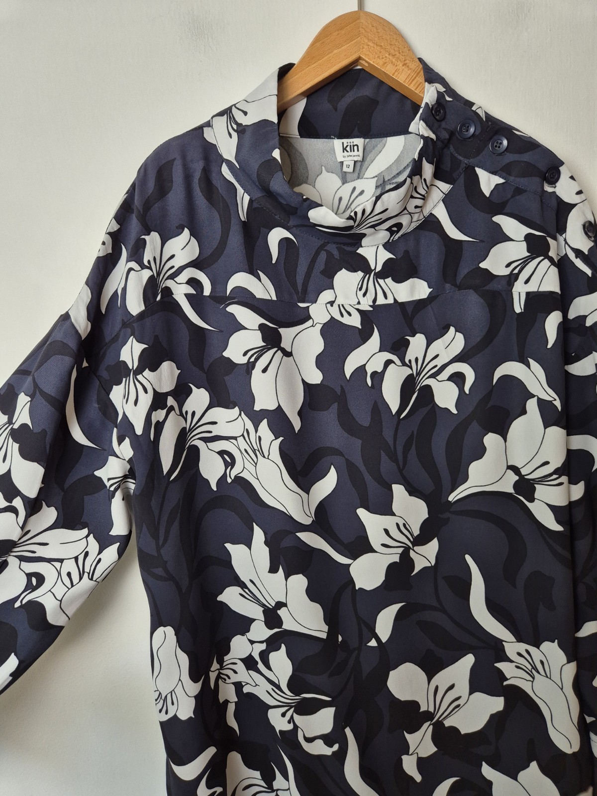 KIN John Lewis Loki Floral Print Button Collar Midi Dress Size 12