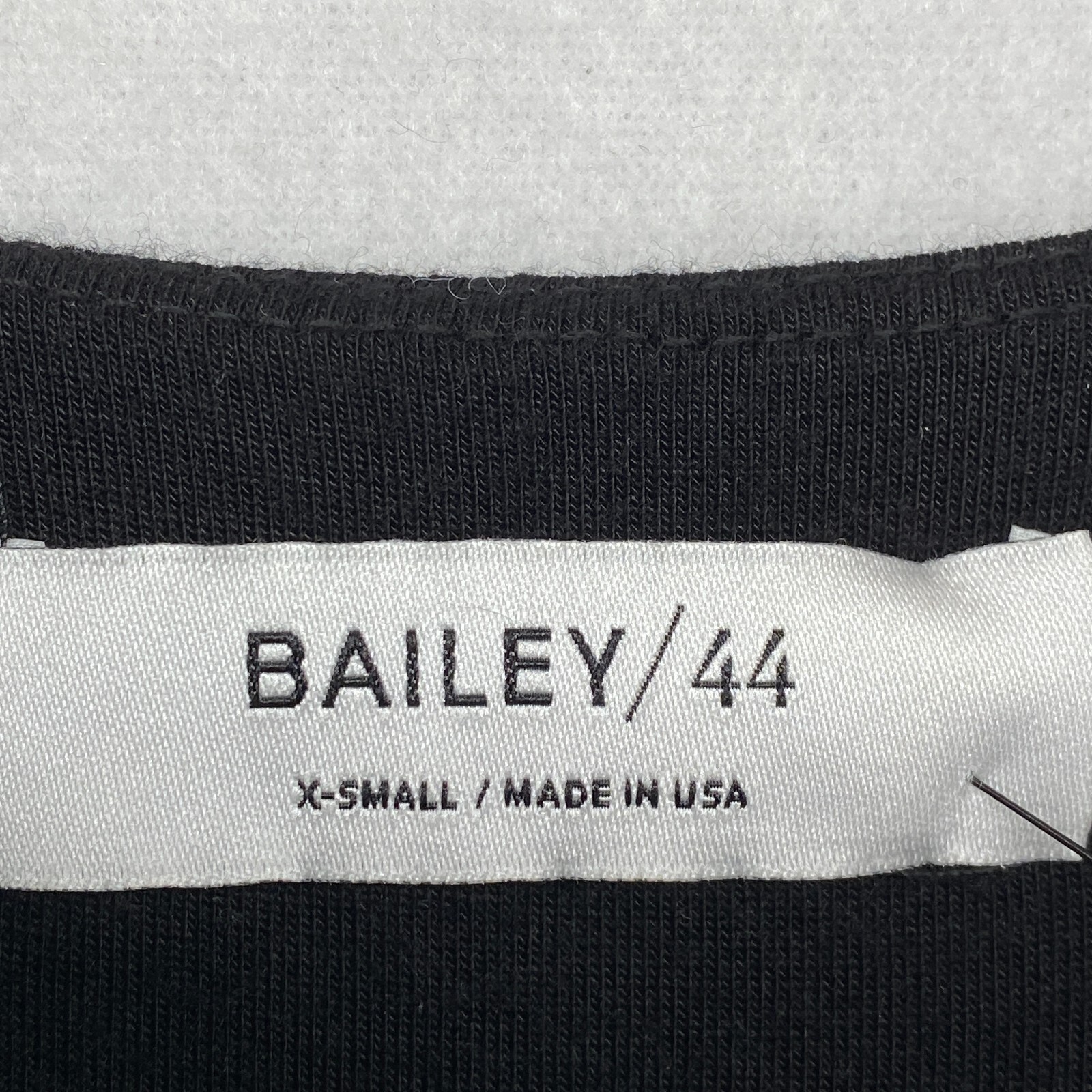 BAILEY 44 Dress XS Trystan Bodycon Shift Long Sleeve Faux Leather Trim Black USA