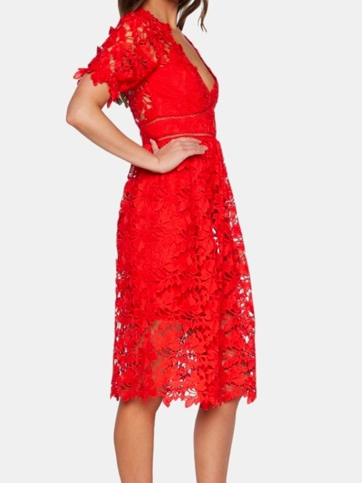 BARDOT Lace Fit & Flare Mindi Dress in Grenadine